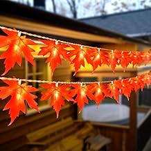 BOLWEO Herbst Lichterkette,3M 20LED Halloween Lichterketten Batteriebetrieben Ahornblatt Girlande Herbst Deko Blättergirlande Lichter für Erntedankfest,Halloween,Weihnachten,Party Deko Tischdeko