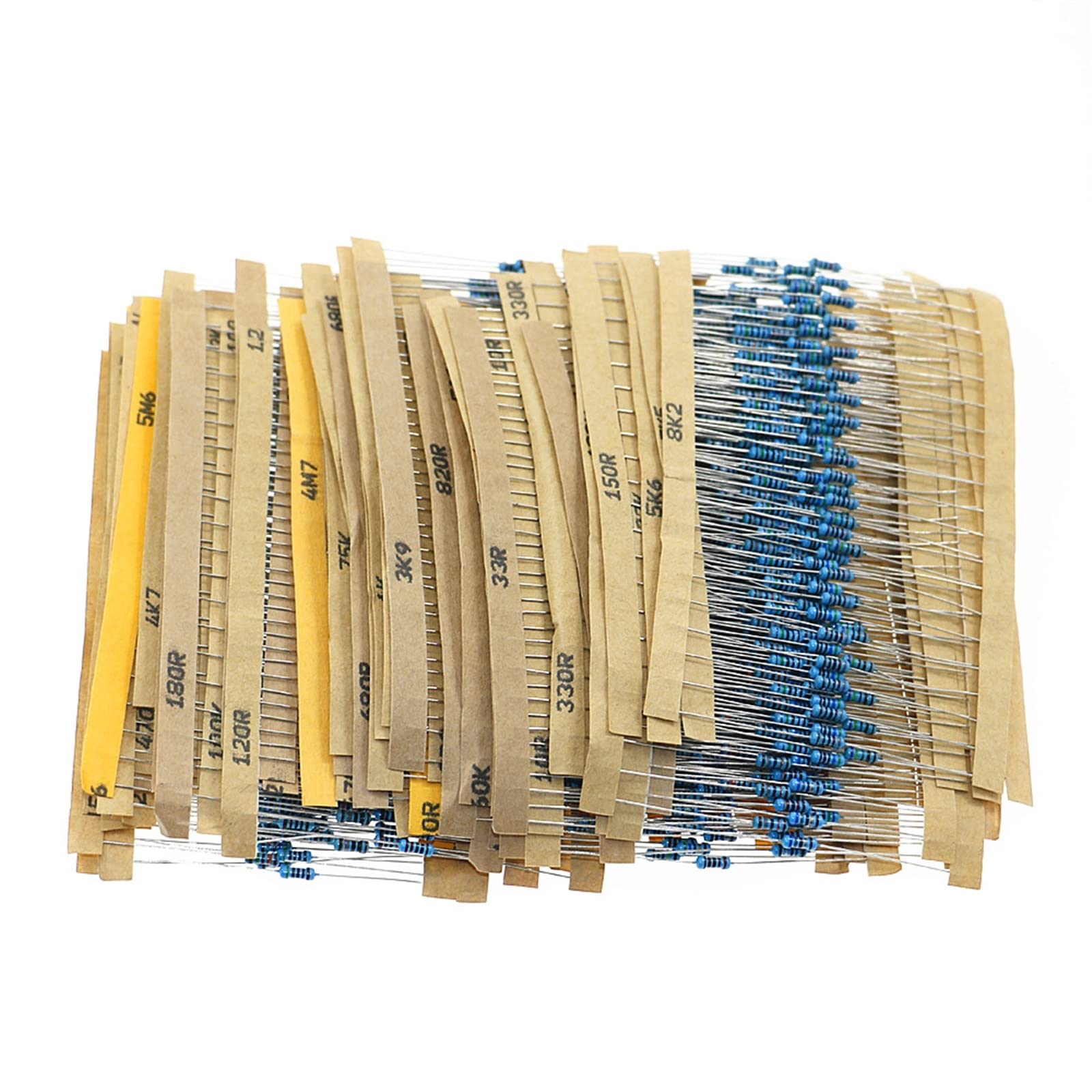 Kit di resistori da 1280 Pezzi 64 valori Kit di assortimento di resistori a Film Metallico 1/4W 1% Set Kit di Campioni di resistori da 1ohm - 10mohm con Scatola