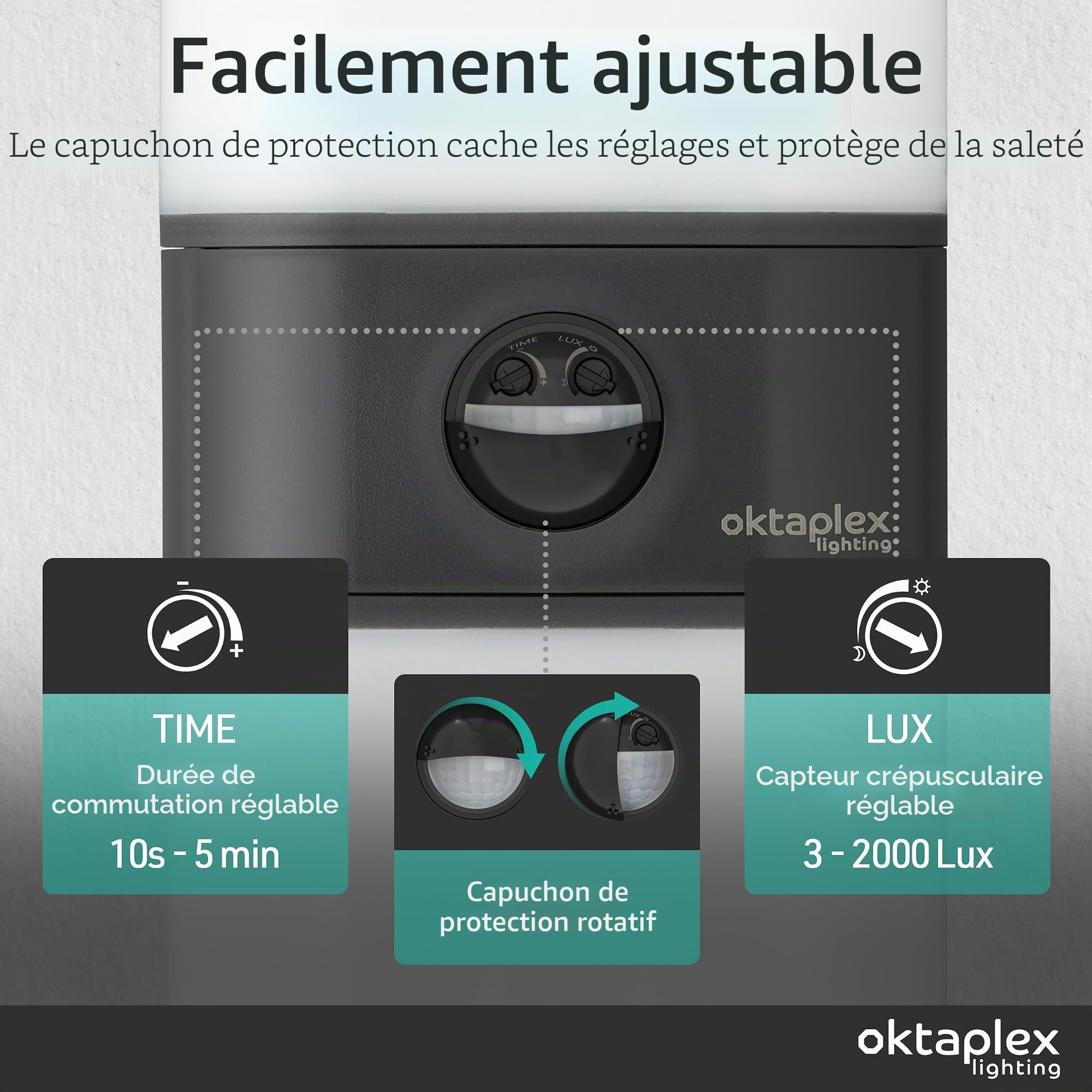 Oktaplex Duas Motion lampe extérieure avec détecteur 20W 1800lm 3000K