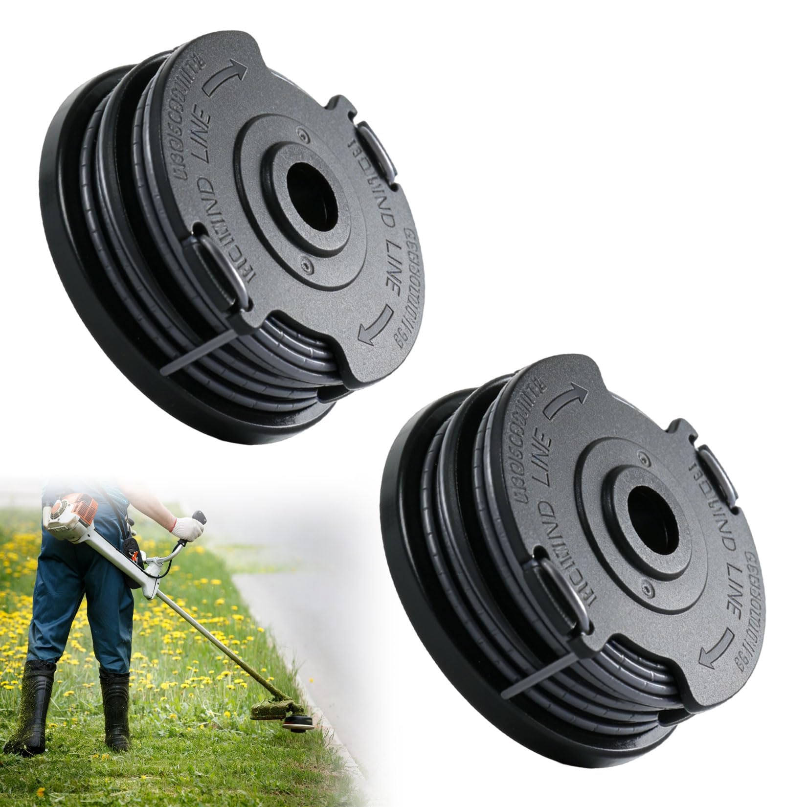2 Rollos Bobina de Repuesto de Recortadora, φ1,65 mm x 6,1 m Carretes para Cortadora Bobina de Hilo Compatible con Bosch ART 24 y ART 27 SL Desbrozadoras, modelo F016800351