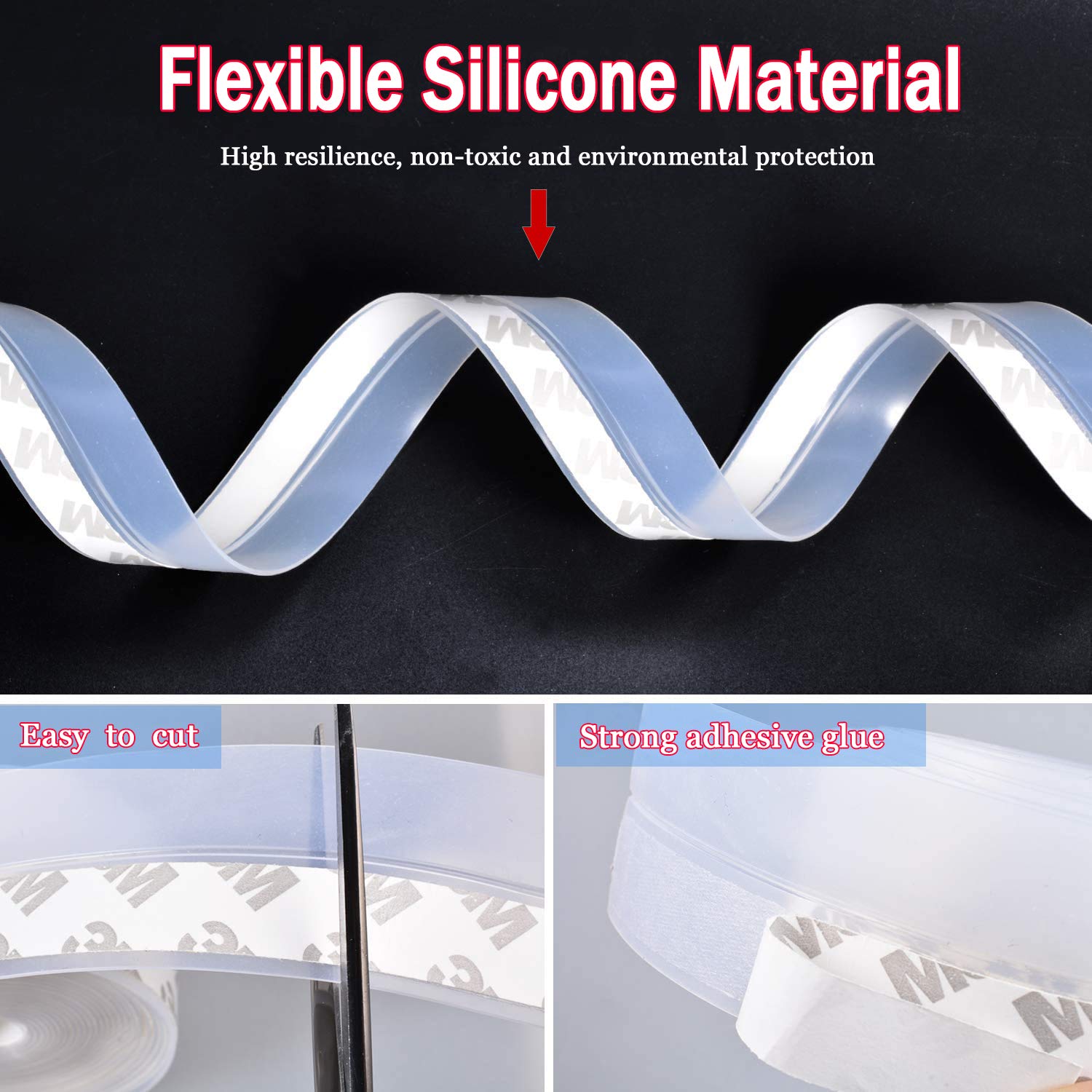 JEMESI Strisce di tenuta trasparenti, 25 mm × 5 m, autoadesive, multifunzione, sigillanti per porte e finestre