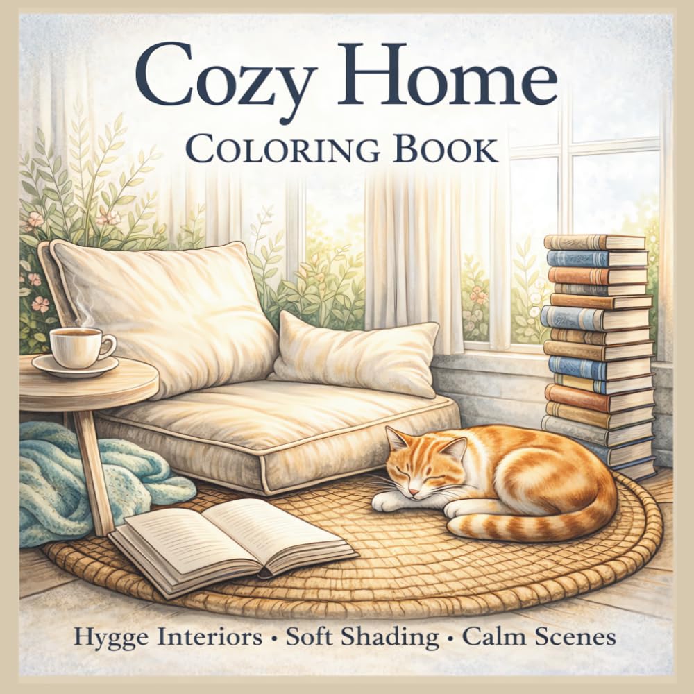 Cozy Home Coloring Book: Hygge-Inspired Interiors, Soft Shading Scenes & Relaxing Home Spaces for Calm, Mindful Creativity