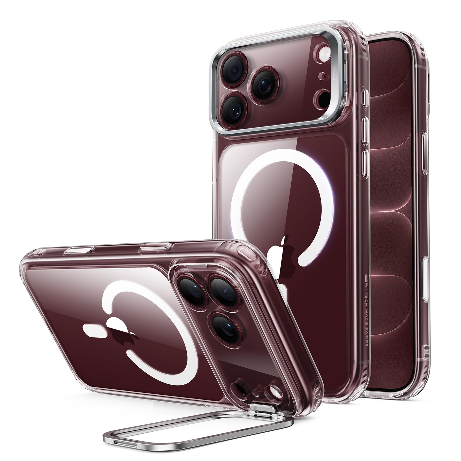 ESR Classic Hybrid for iPhone 18 Pro Max/17 Pro Max Case with Flex Stand | Long-Lasting Anti-Yellowing, Camera Kickstand, Compatible with MagSafe, 4X Military-Grade Protection, Clear