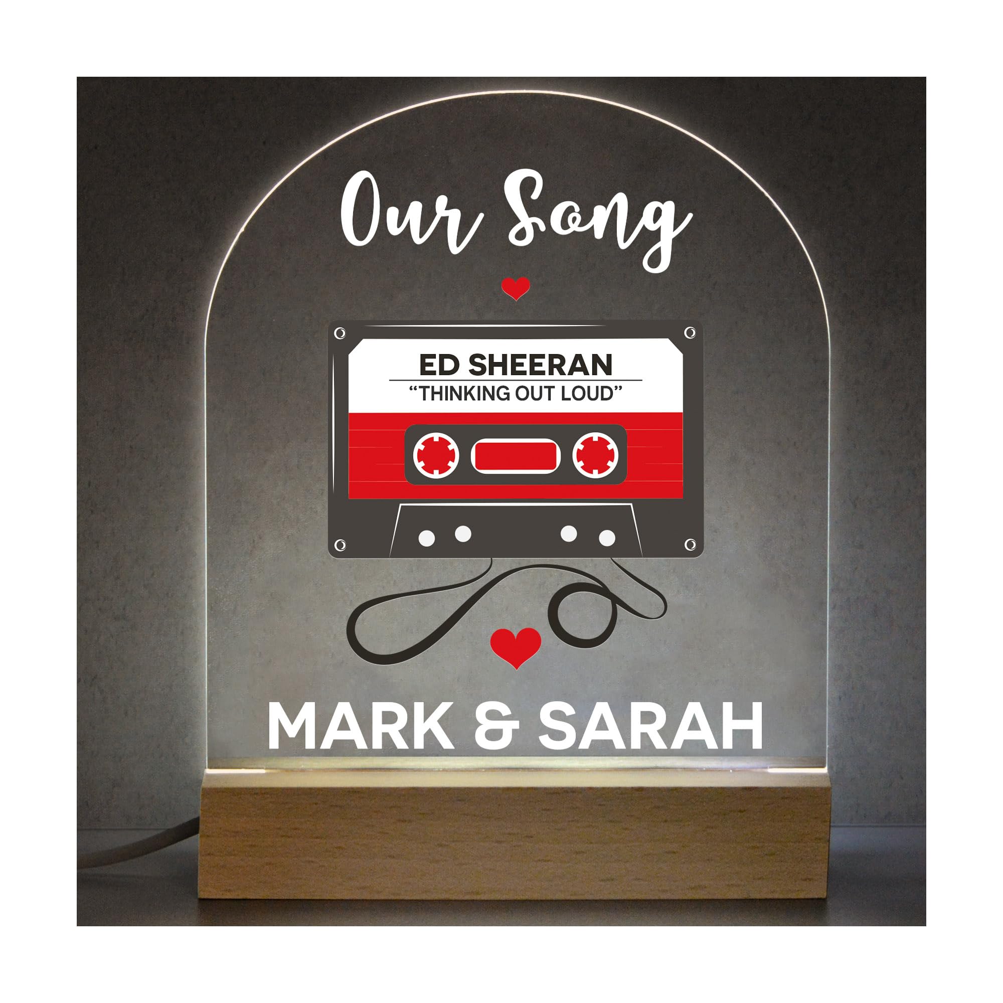 PERSONALISED Our Song Wedding First Dance Night Light Acrylic Music Plaque Gift, Valentines Gift For Him Men Boyfriend Husband, 1st Wedding Anniversary Gift, Engagement Gift