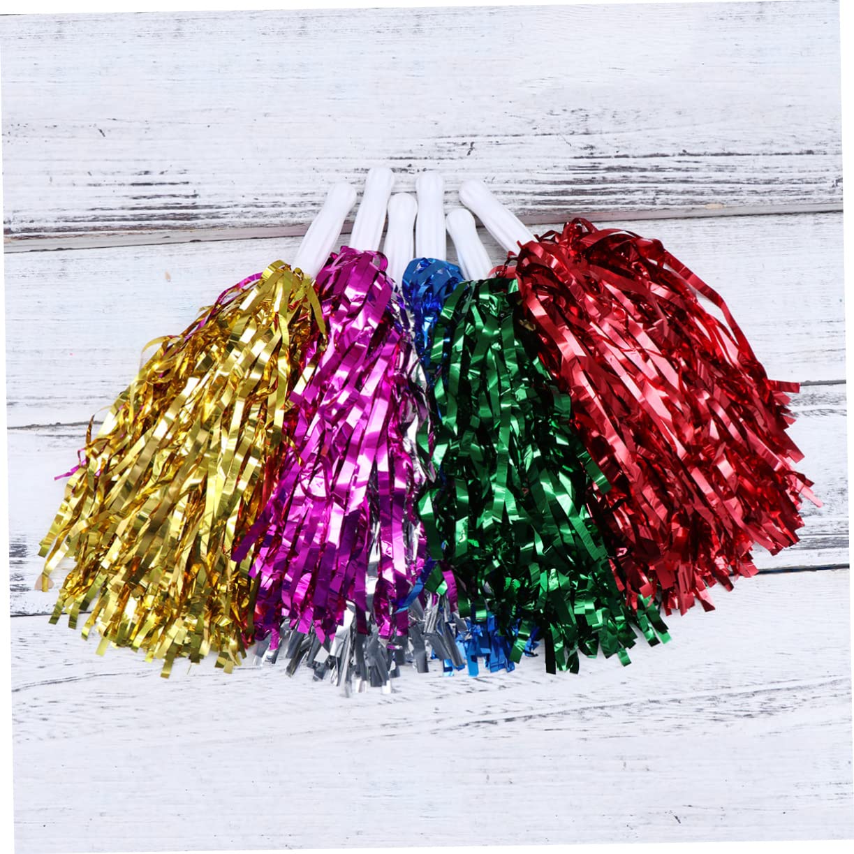 Sosoport 36 Pcs Pompons Amusants D'Équipe De Pompons Pompons Bleus Et Dorés Accessoires De Pom-Pom Girl De Gymnastique De Pom-Pom Girl Pompons Brillants De Sport Pompons Blancs Pompons