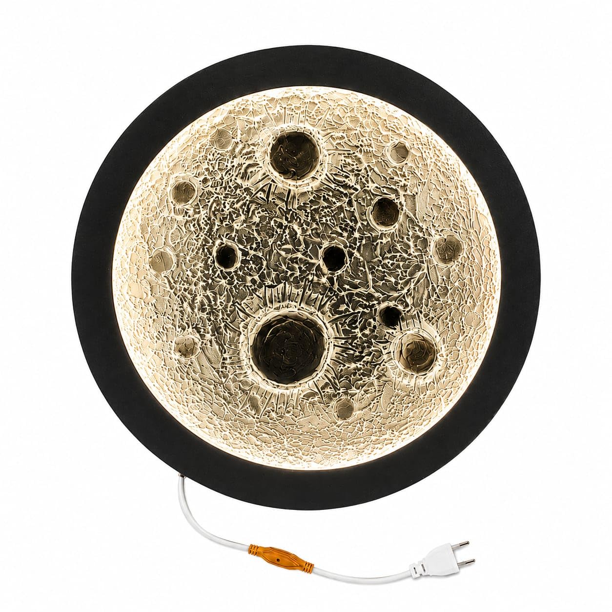 Moon Wall & Desk Light with Warm White LED Glow | Handcrafted Design, Realistic Crater Texture, Resin & Fabric Finish, Plug & Play Cord, Wall or Desk Use-image-15