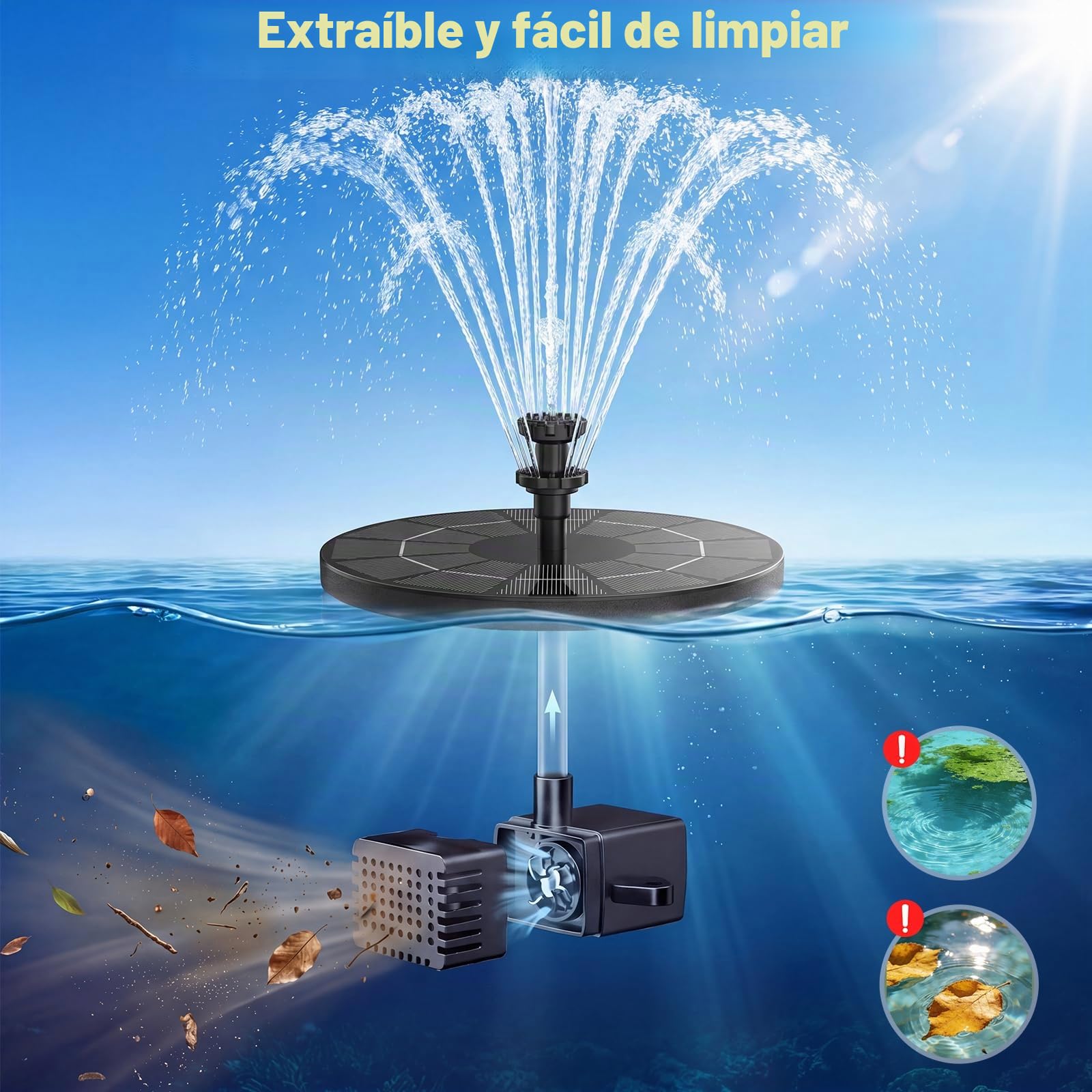 AISITIN Fuente Solar 3,5 W con Batería, 6 Boquillas