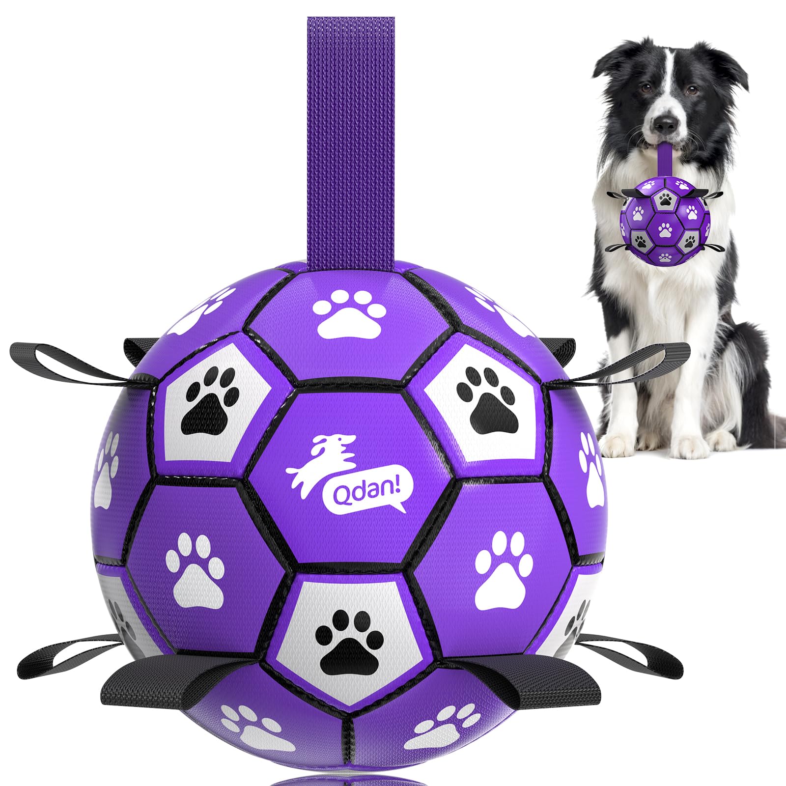 QDAN Dog Toys Soccer Ball with Straps - Dog Water Toy, Puppy Birthday Gifts, Durable Dog Balls for Small Medium Dogs （6 Inch） — image 1