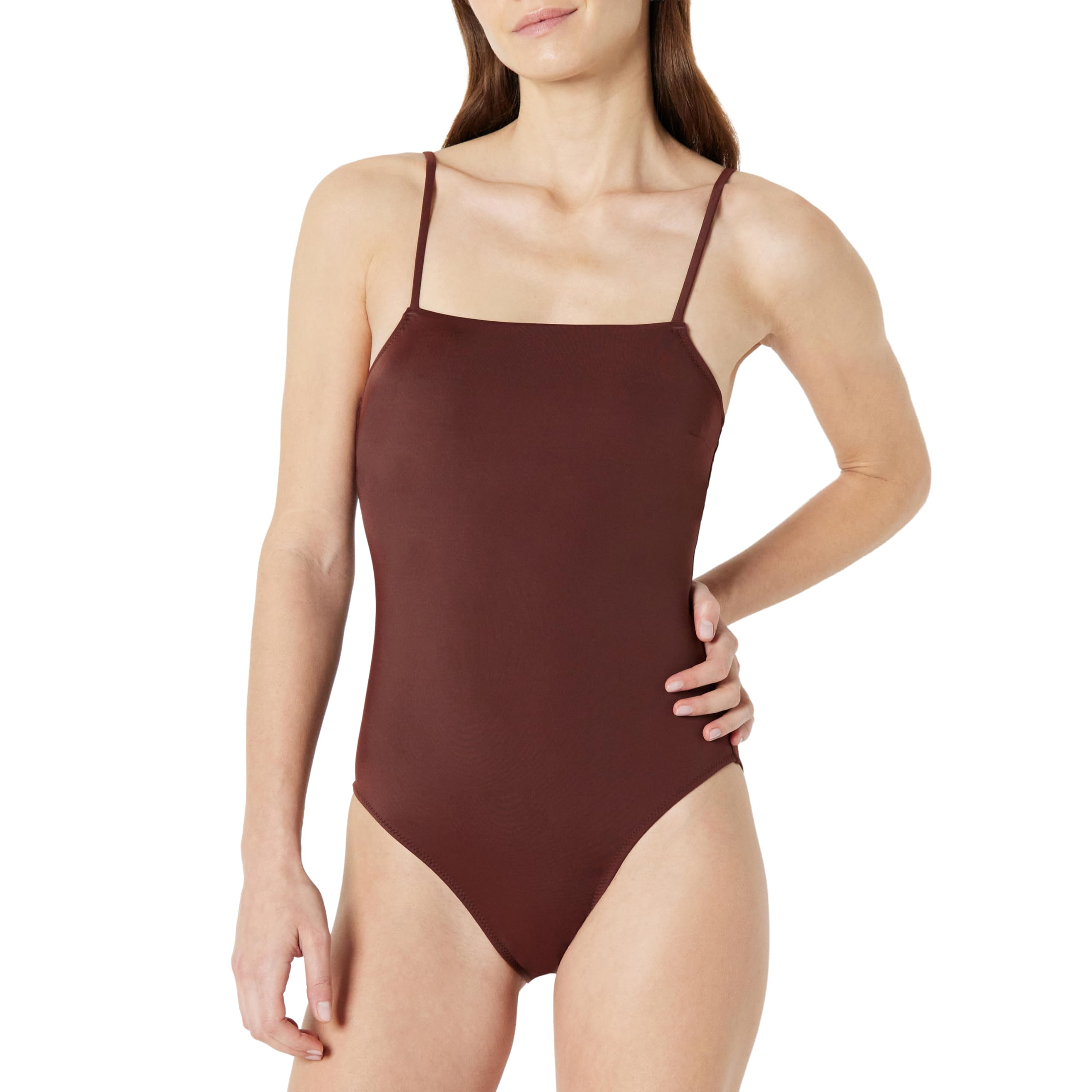 Amazon Essentials Costume da Bagno Intero con Scollo Quadrato Donna