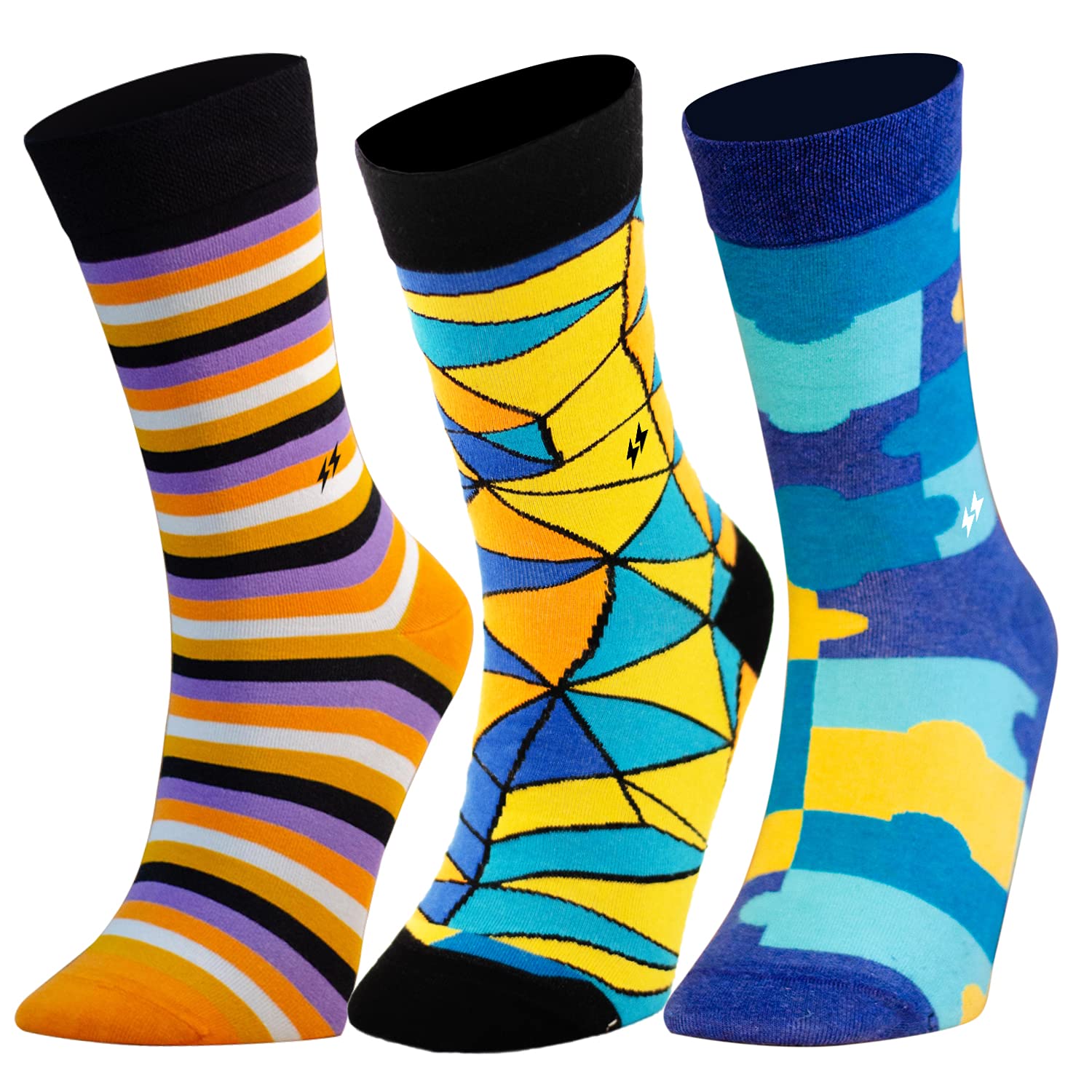 SockStellar crew socks for men cotton | men socks | designer socks for men- pioneer socks gift box (Socks Combo of 3 | Crew length)