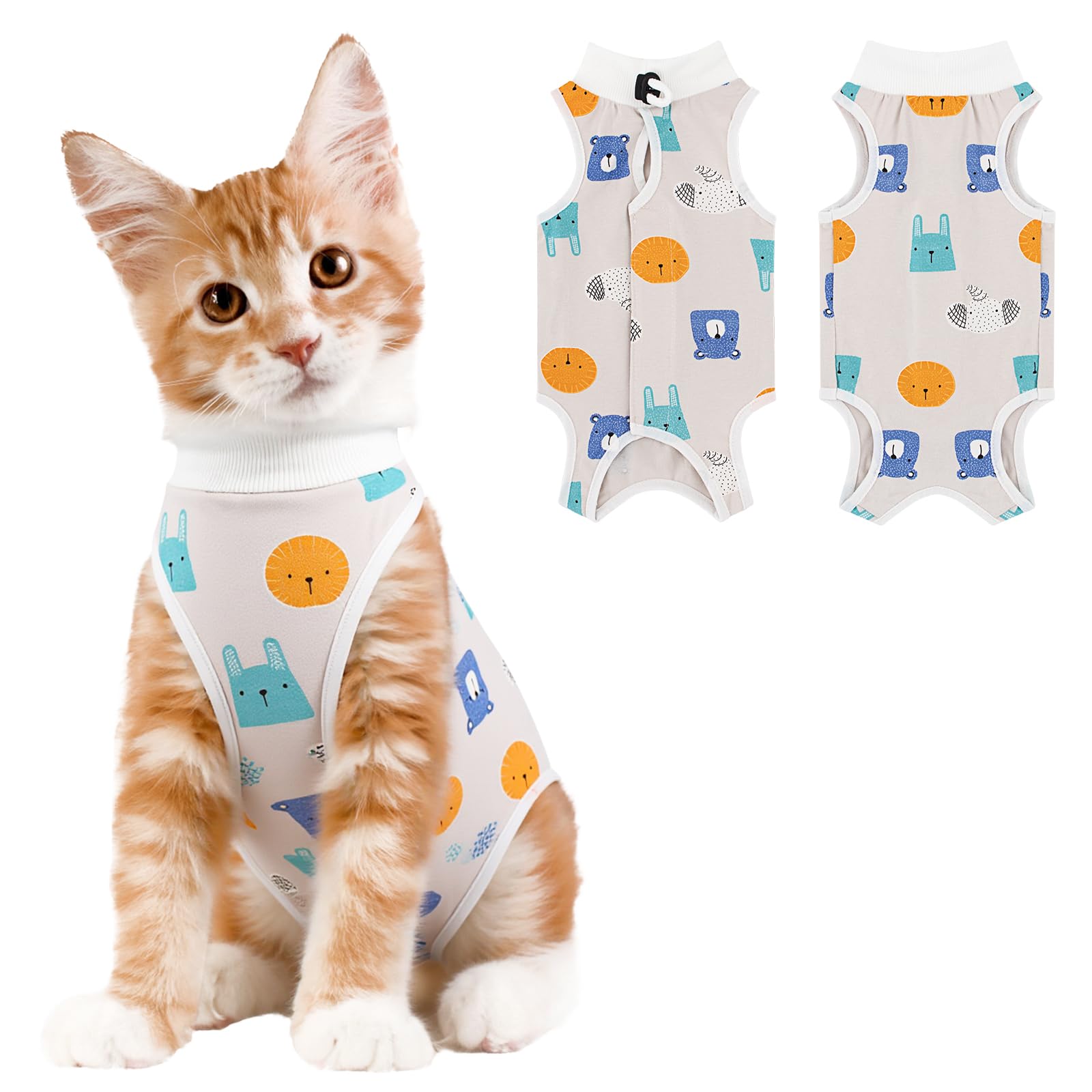Coppthinktu Cat Recovery Suit Female, Breathable Cat Onesie After Surgery Female for Abdominal Wounds or Skin Diseases, Surgery Recovery Suit Kitten Surgical Onesie After Spay Wear Anti Licking
