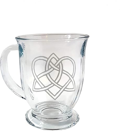 Miniatura 4 de Celtic Love Knot Glass Coffee Mug Set of 2 – Free Personalized Engraving, 16oz Mugs