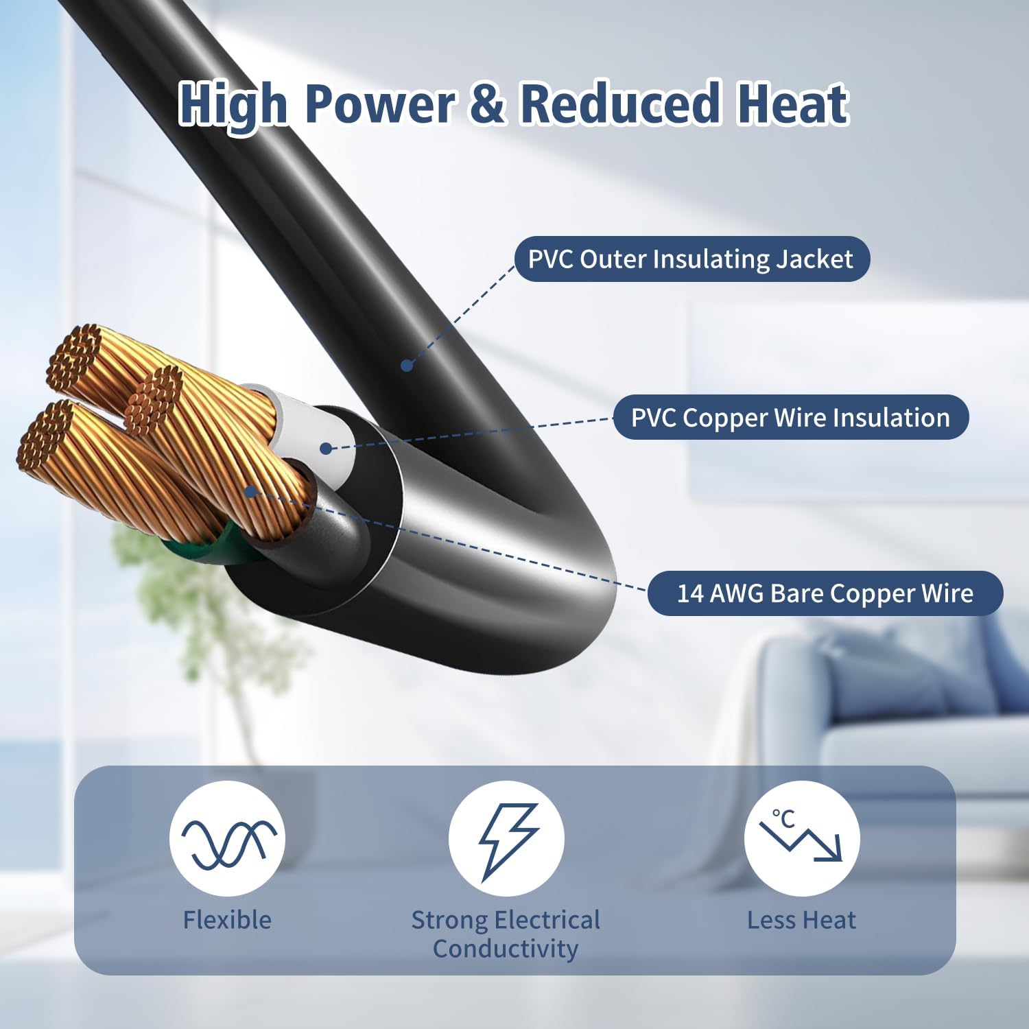 Flat Plug Extension Cord, 1 Feet 1875W Short Extension Cord 13A 16AWG UL Listed 3-Prong Grounded Heavy Duty Power Extension Low Profile Outlet Saver Extension Cords Cable - Black