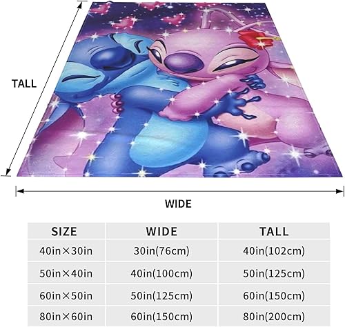 Miniatura 3 de WJJKVV Stitch and Angel - Manta de forro polar suave y acogedora, manta de franela de felpa, ligera y cálida, para niños y niñas, sofá cama, 50 x 40