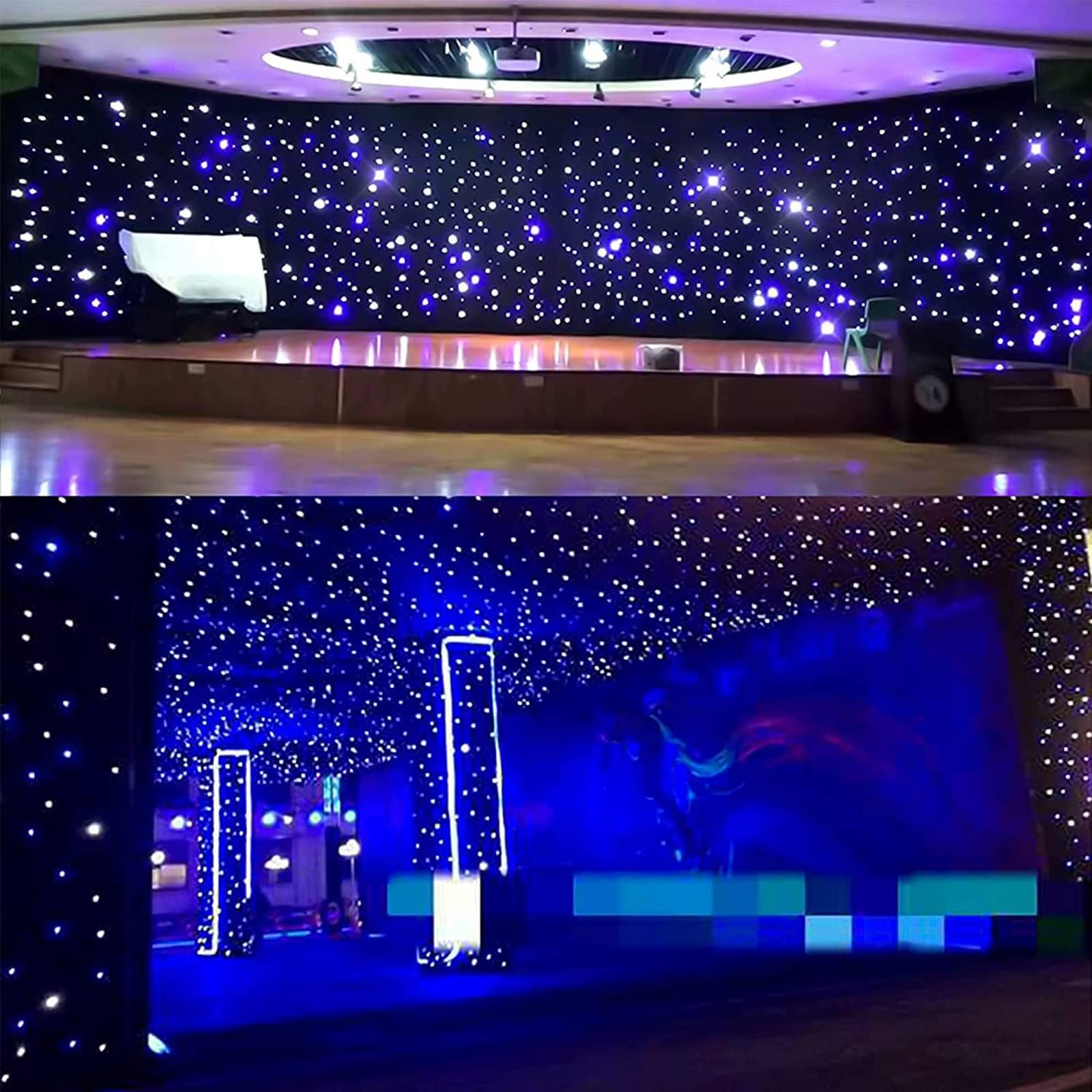 Tenda a LED per sfondo fotografico, pieghevole, motivo cielo stellato, per matrimoni, feste di Natale, tema spazio universo, 4 x 6 m