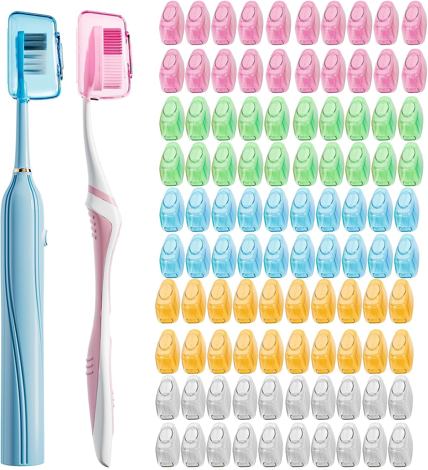Muslish 20 Pack Toothbrush Covers, Portable Toothbrush Head Cover Caps, Toothbrush Case Protector for Home and Travel, Fits Most Manual and Electric Toothbrushes (Gray)