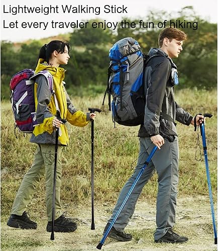 Miniatura 2 de Evealyn Bastón para caminar, plegable, plegable, altura ajustable, ligero, antideslizante, para viajes al aire libre, senderismo, ayuda a equilibrar