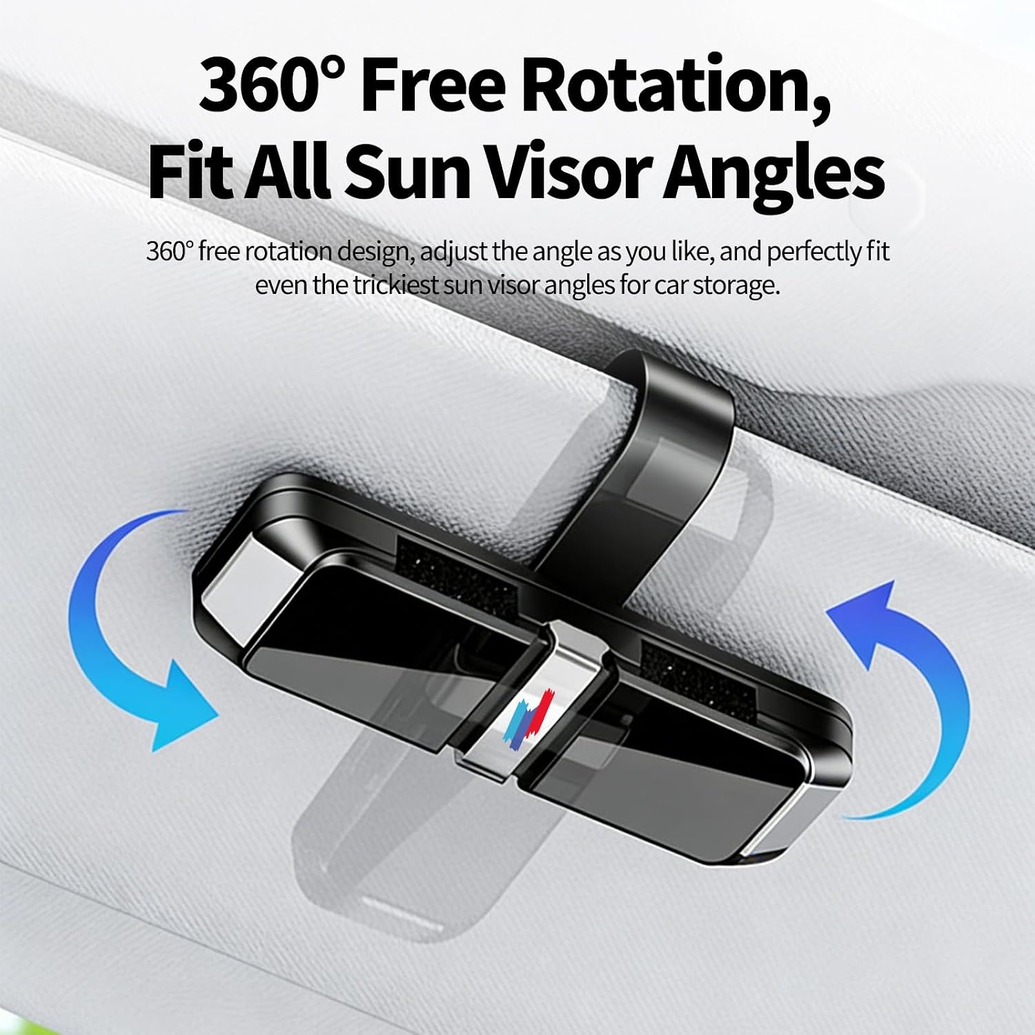1 Pack Sunglasses Holder for Car Visor, 360° Rotation Universal Visor Sunglass Holder for BMW X5 X3 X1 X7 X6 3 4 5 2 7 iX Series Accessories, ABS Car Sunglass Visor Clips for Hold Two Glasses