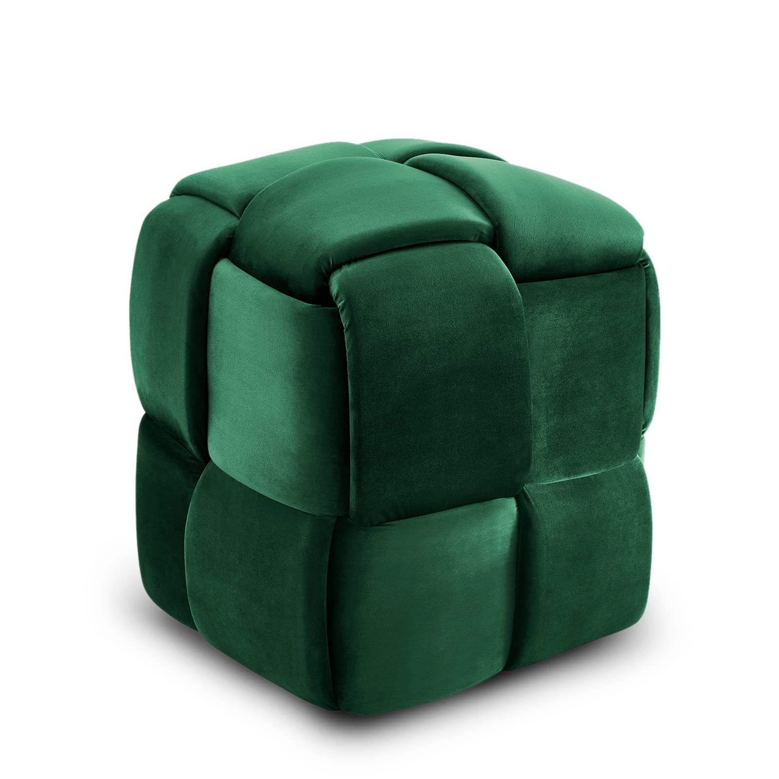 Vesgantti Sitzhocker, Ottomanischer Fußhoker aus Samt, Moderne Sitztruhe für Wohnzimmer, Schlafzimmer, Eingangsbereich, 43 x 43 x 46 cm, Max. Belastbarkeit 140 kg, KIVIK Serie