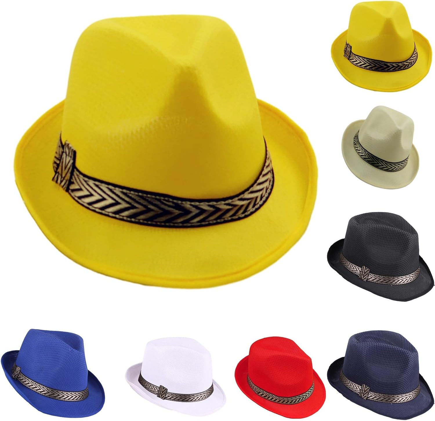 Black Fedora Flat Hat Classic Wide Brim Cap Panama Jazz Hat for Wedding Party Unisex