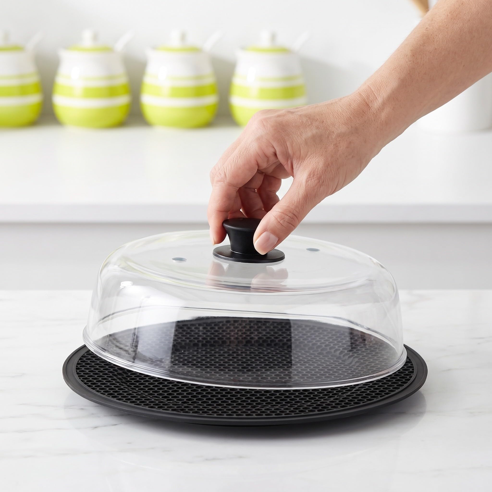 OUNONA Ensemble couvercle en verre et dessous de plat pour micro-ondes,