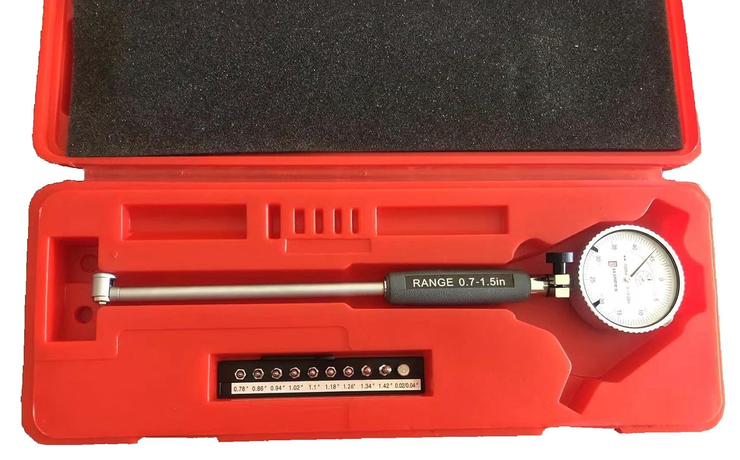 LLDSIMEX Dial Bore Gage Set, 0.7-1.5" Measuring Range, 0.0005" Graduation