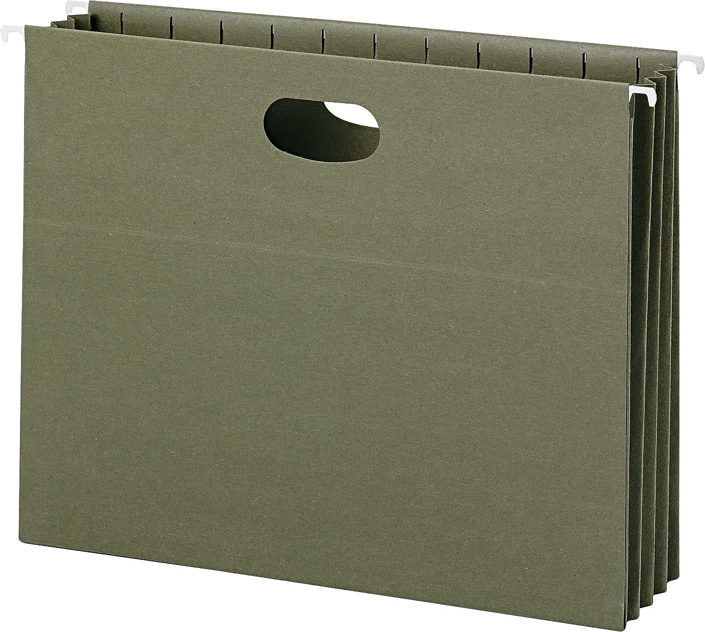 Smead 100% Recycled Hanging Pocket with Full-Height Gusset, 3-1/2" Expansion, Legal Size, Standard Green, 10 per Box (64326)