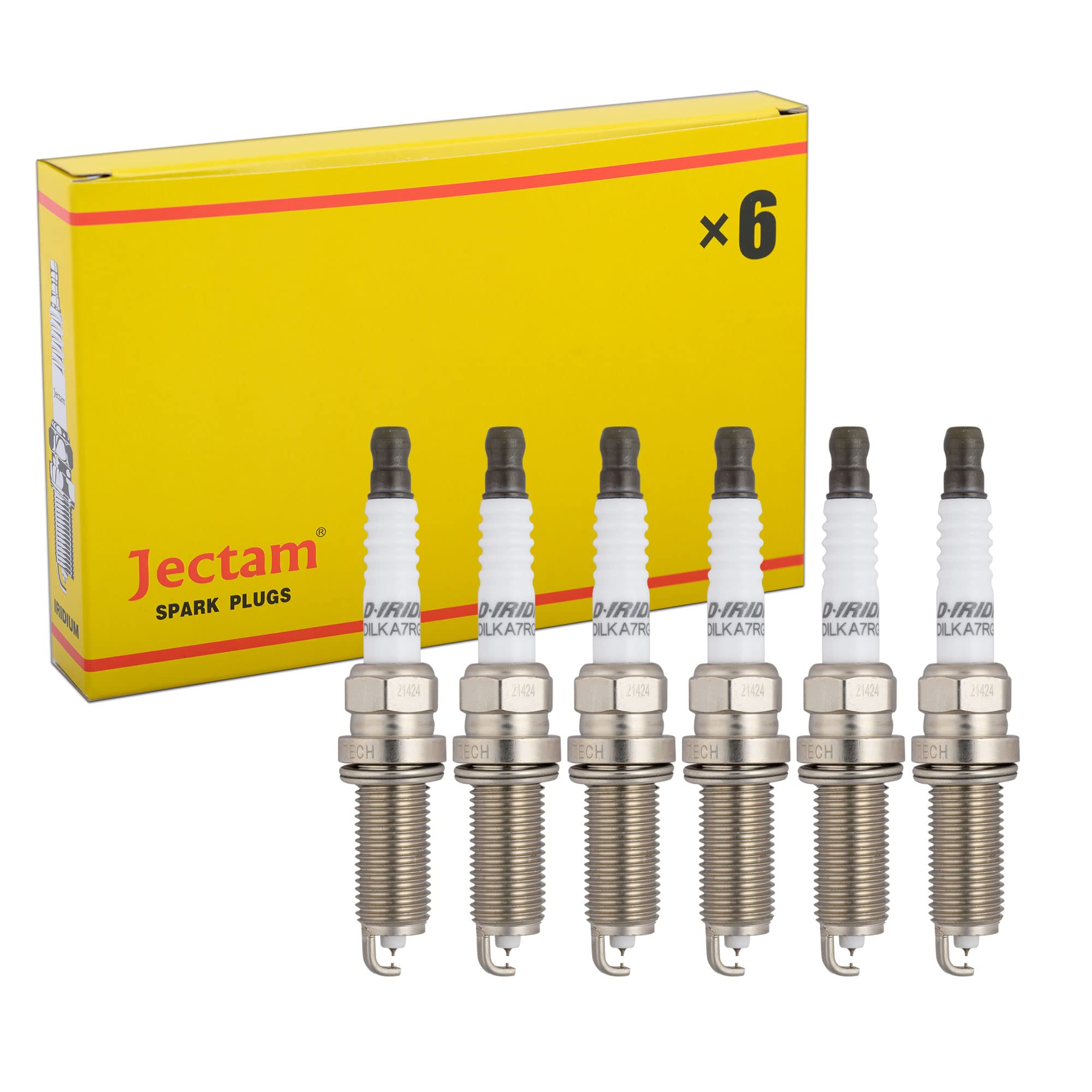 Jectam Automotive Replacement Spark Plugs 6 PCS 12290-5A2-A01 DILKAR7G11GS Iridium Spark Plugs Compatible with 2013-2015 ILX 1.8L L4, 2012-2015 Civic 1.8L L4, 2016-2020 HR-V 1.8L L4