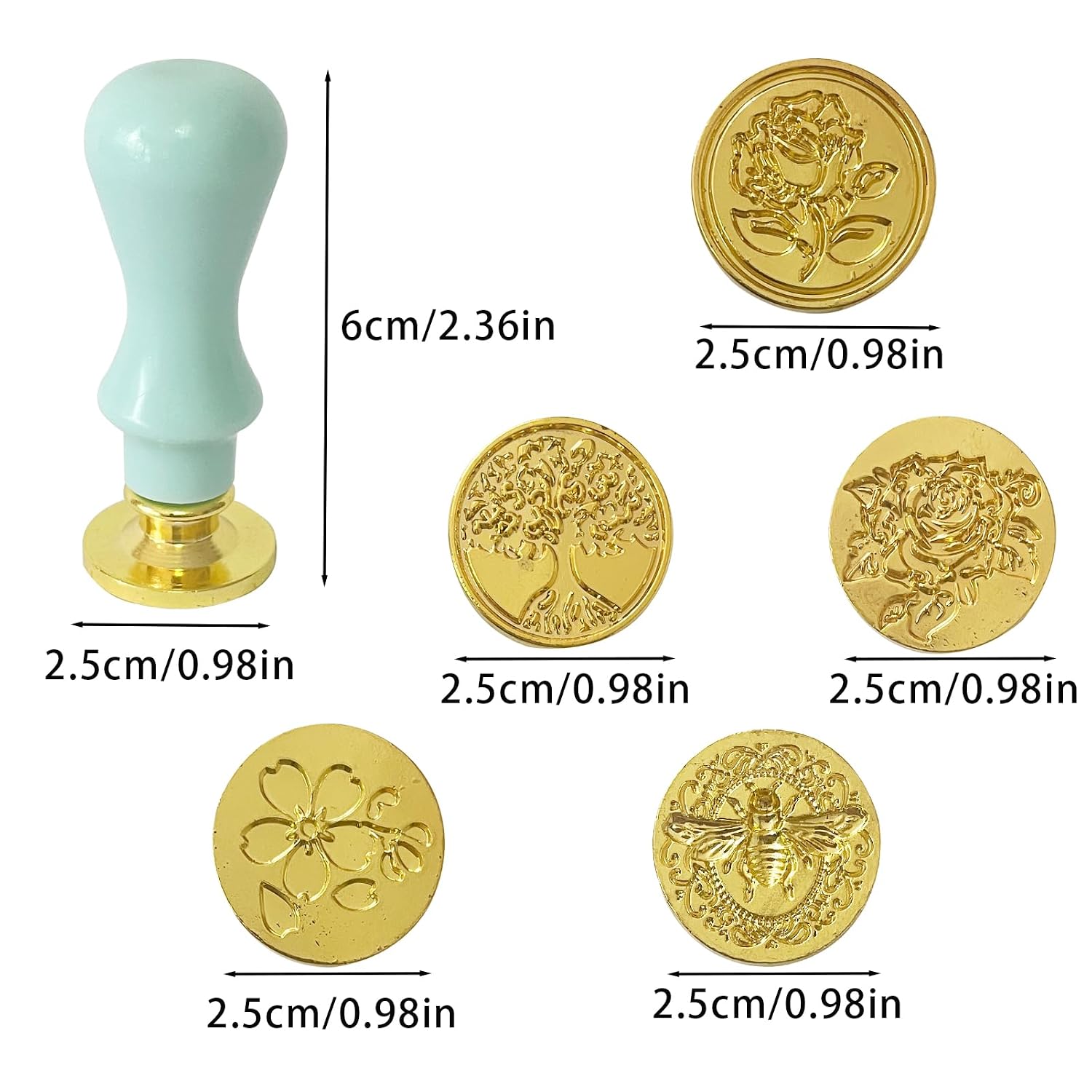 5pcs Wax Seal Stamp Set, Floral Plant Stamp Head and Smooth Wooden Handle for Envelopes Wedding Invitations Cards Greeting Cards and Journal Gifts