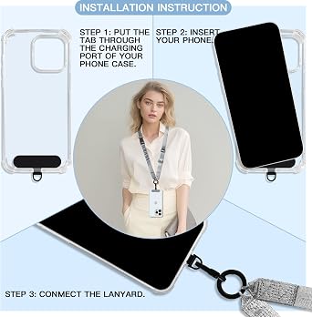 Phone Lanyard for iPhone 15 Pro Max Case Clear with Adjustable Crossbody Cell Phone Lanyard for iPhone with Phone Tethers Tab & ID Badge Holder Retractable Clip Gray