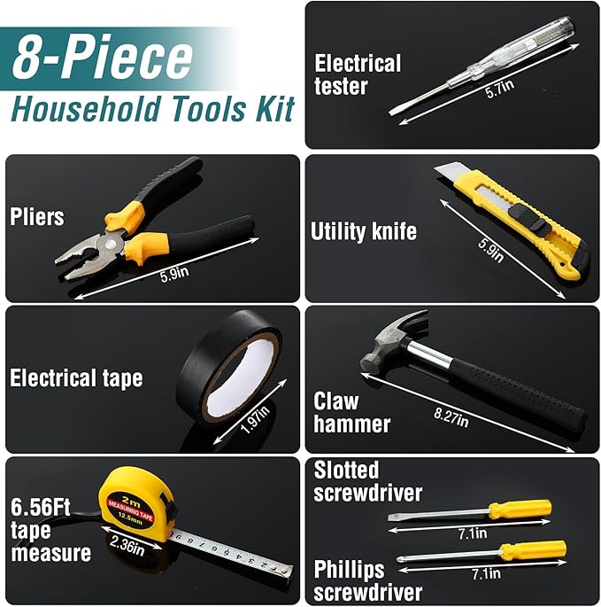 Kit de 6 Herramientas para el Hogar con Caja de Plástico, 8 Piezas miniatura 3