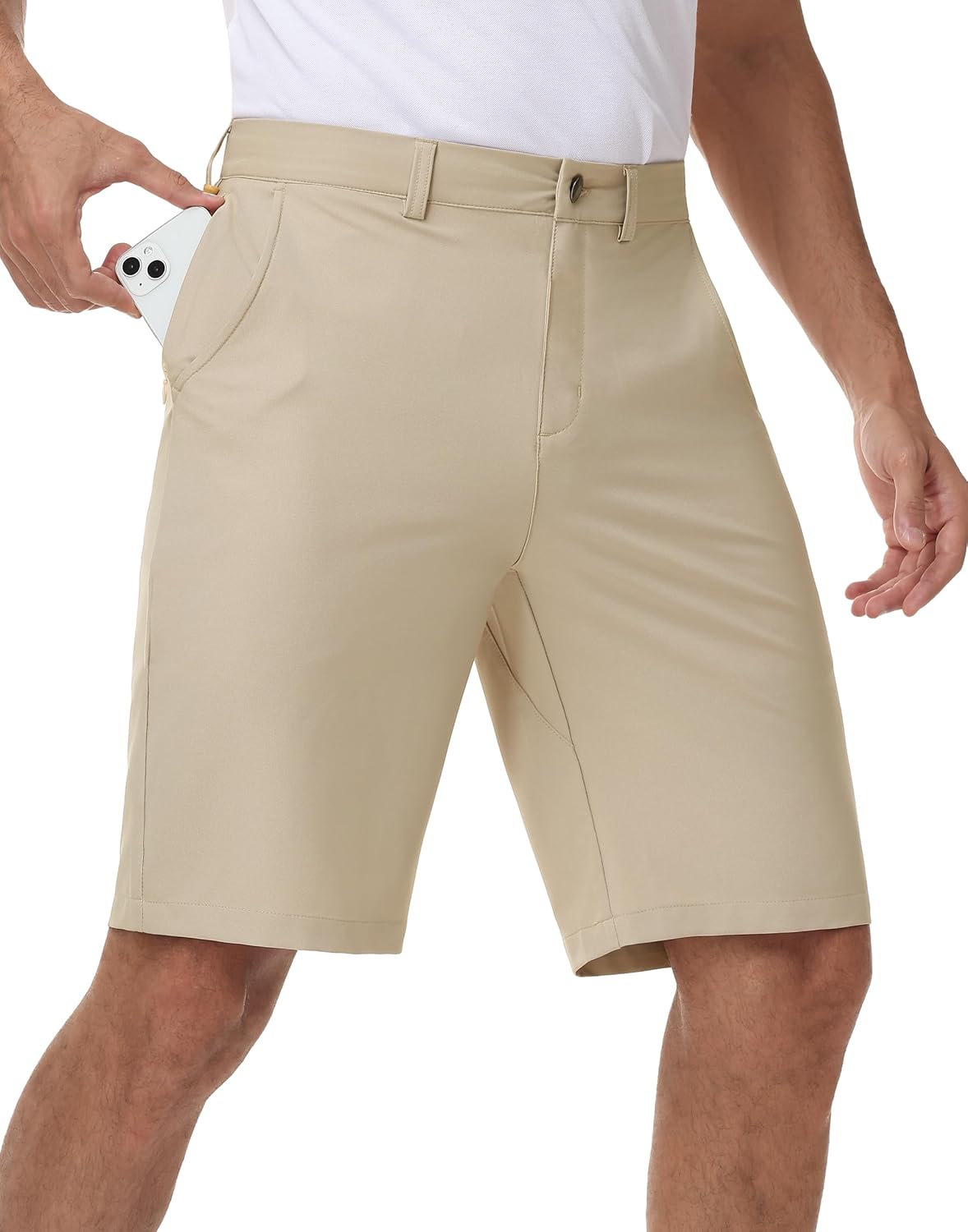 JWM Mens 9"/11" Stretch Golf Shorts - Lightweight Quick Dry UPF50 Dress Hybrid Casual Work Flat Front Shorts with Zip Pockets - Image 2
