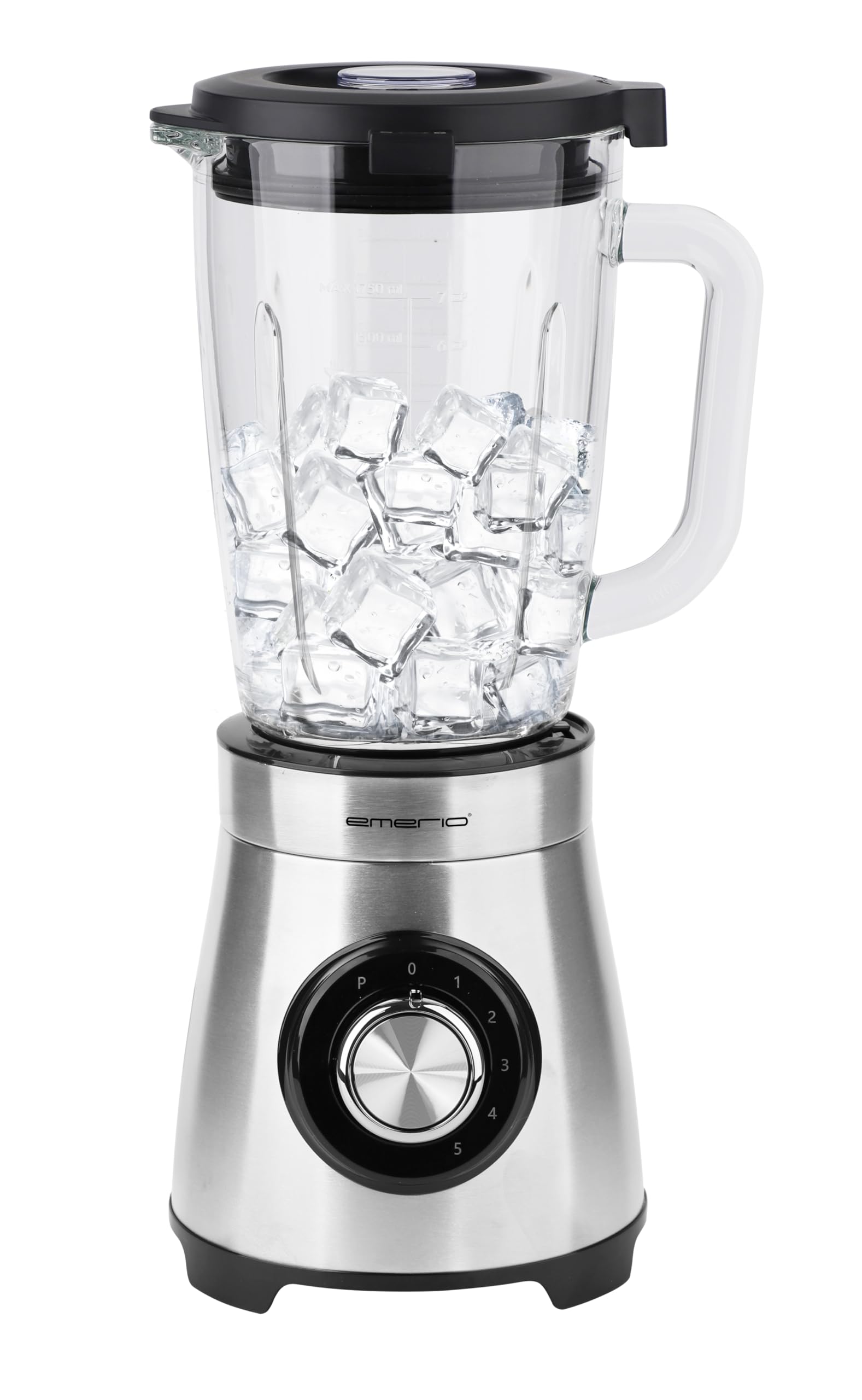 EMERIO Standmixer | 1.75L Glasbehälter | 1000 Watt Power | Crush Ice Funktion | 5 Geschwindigkeiten + Pulse Funktion | 4 Messer aus Edelstahl | 2 Sicherheitsschalter in Krug & Deckel | BL-126794