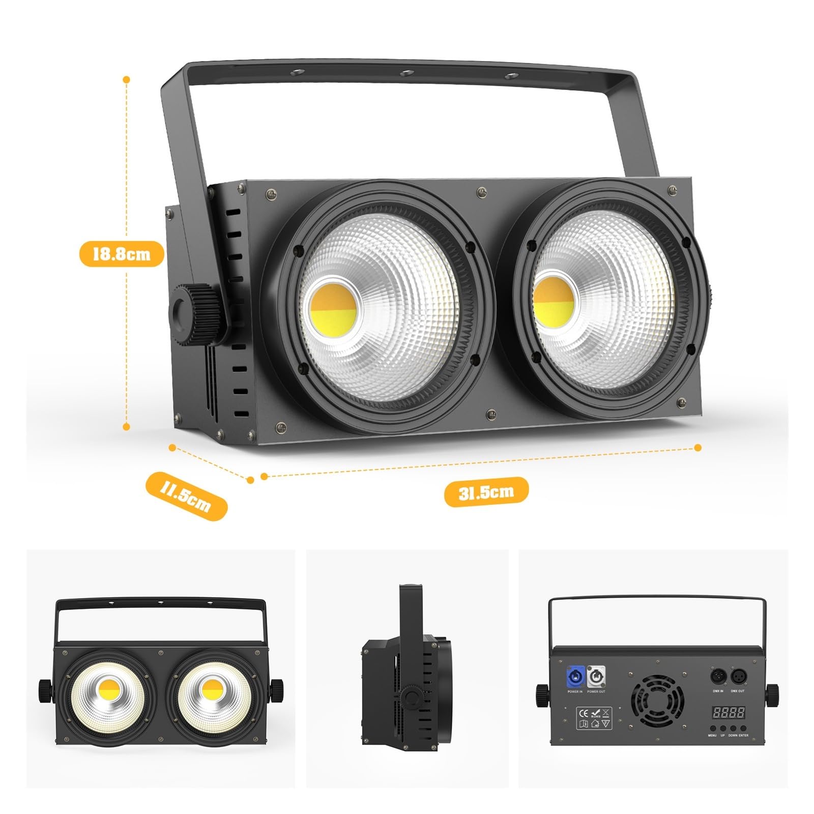 4szt. 200W COB Par Light 2x100W Blinder Lighting, 2 oczy LED 2w1 Cool Warm White Party Bar DMX Stage,Wysoka czułość