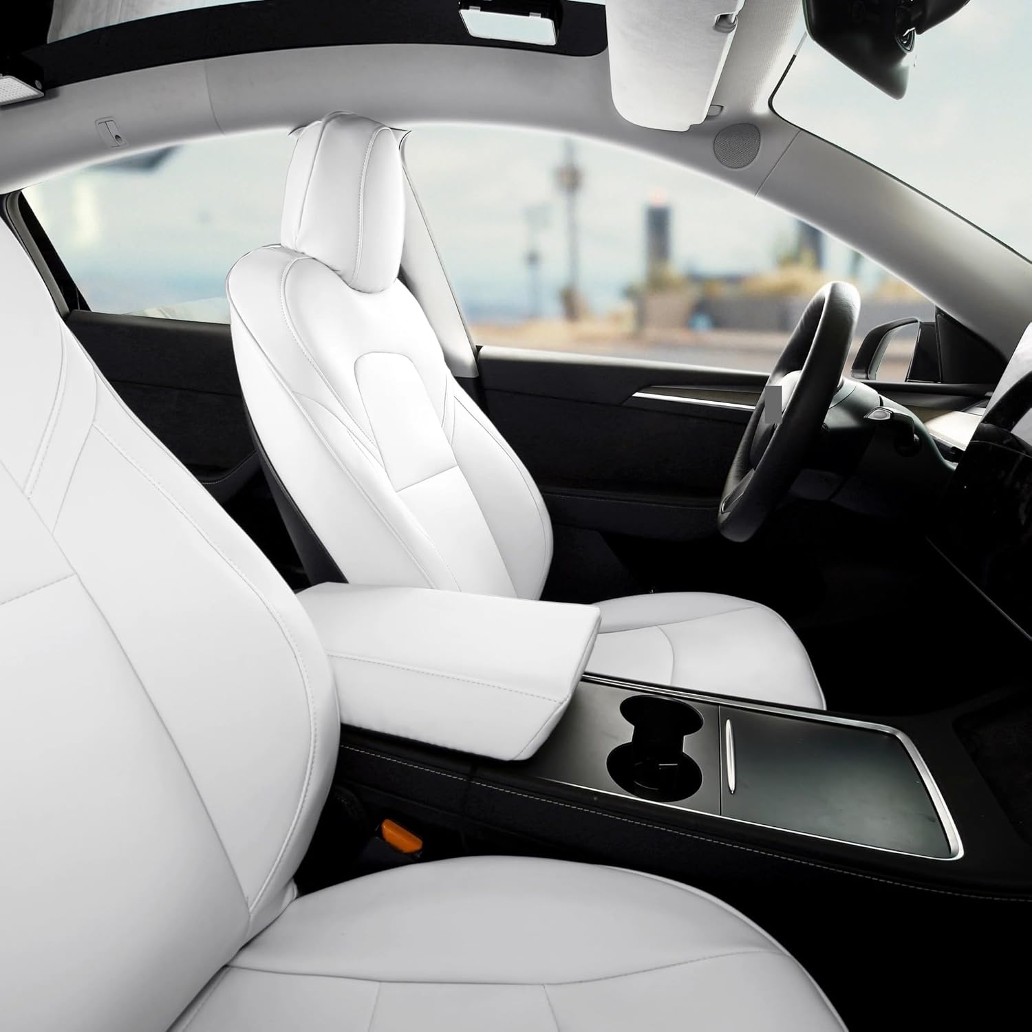 Car Seat Covers 2020-2024 Compatible for Tesla Model Y 5 Seats Napa Leather Front and Rear Seat Covers Cushion(Model Y)