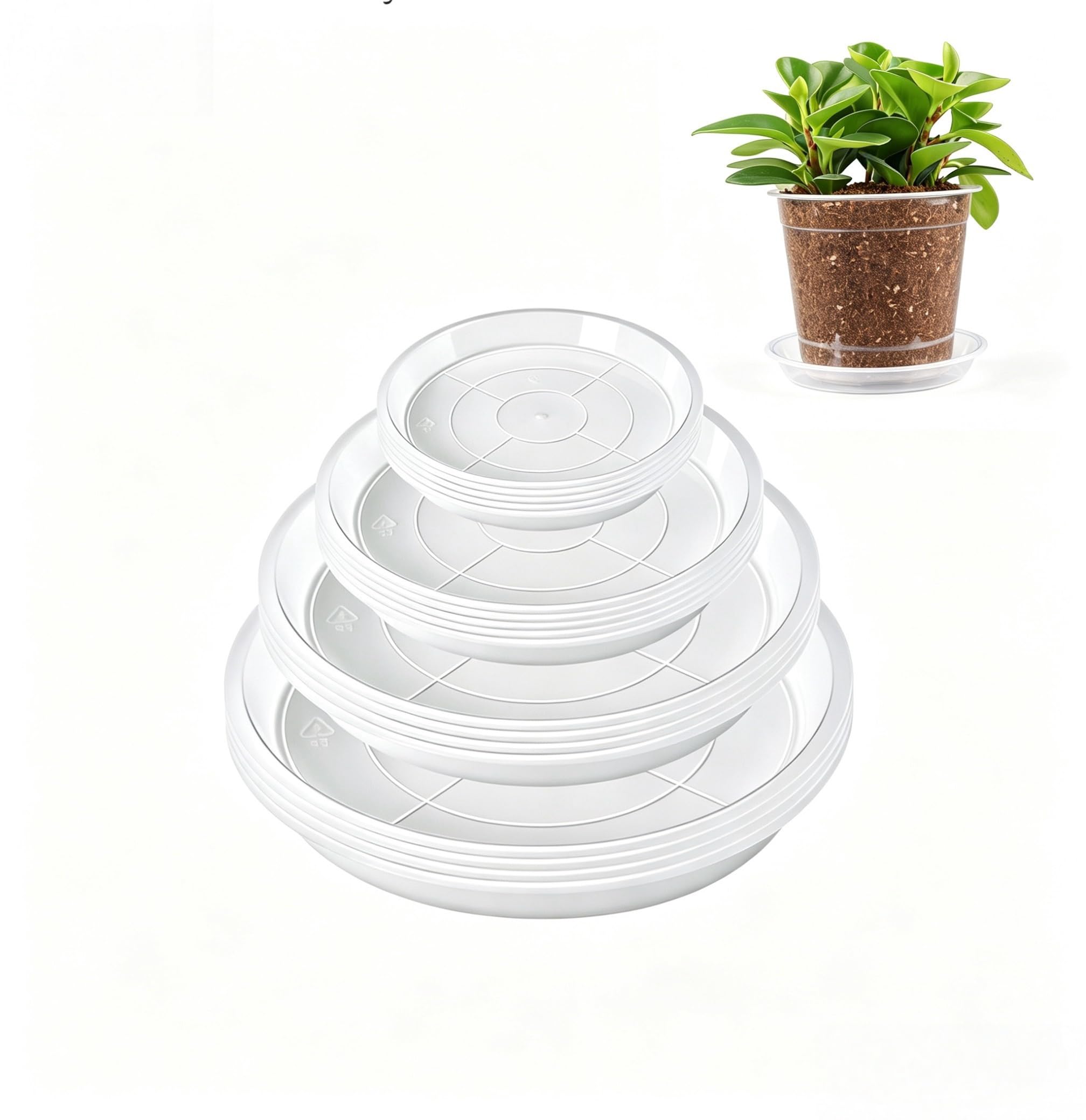 Lot de 25 pots de fleurs de jardin en plastique transparent avec plateaux de drainage, pots de pépinière avec trous de drainage pour la propagation des légumes, plantes grasses, fleurs, comprend