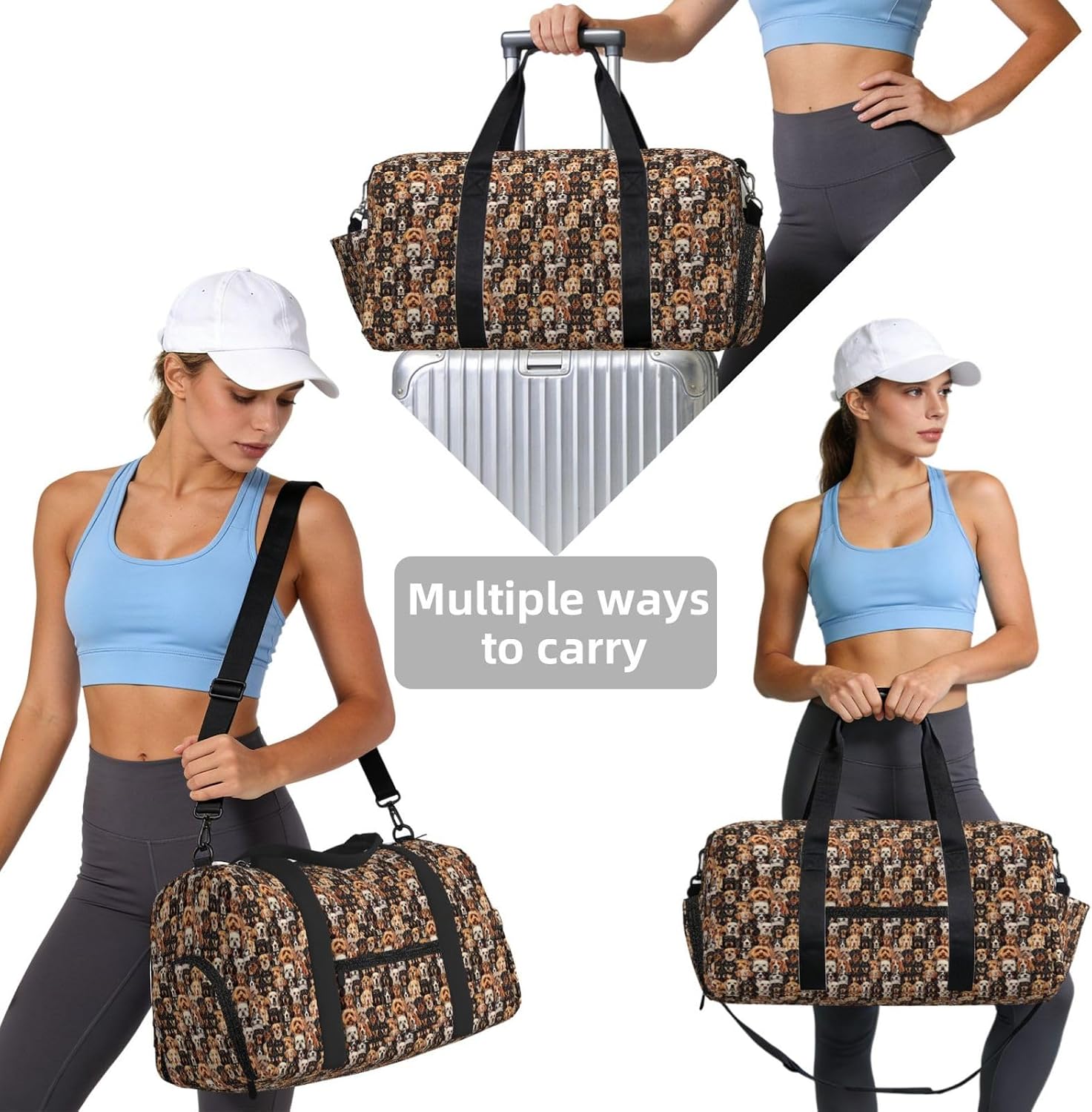 Dogs Pattern Print Handheld Sports Luggage Unisex Crossbody Bag Travel Weekend Fitness Workout image 4