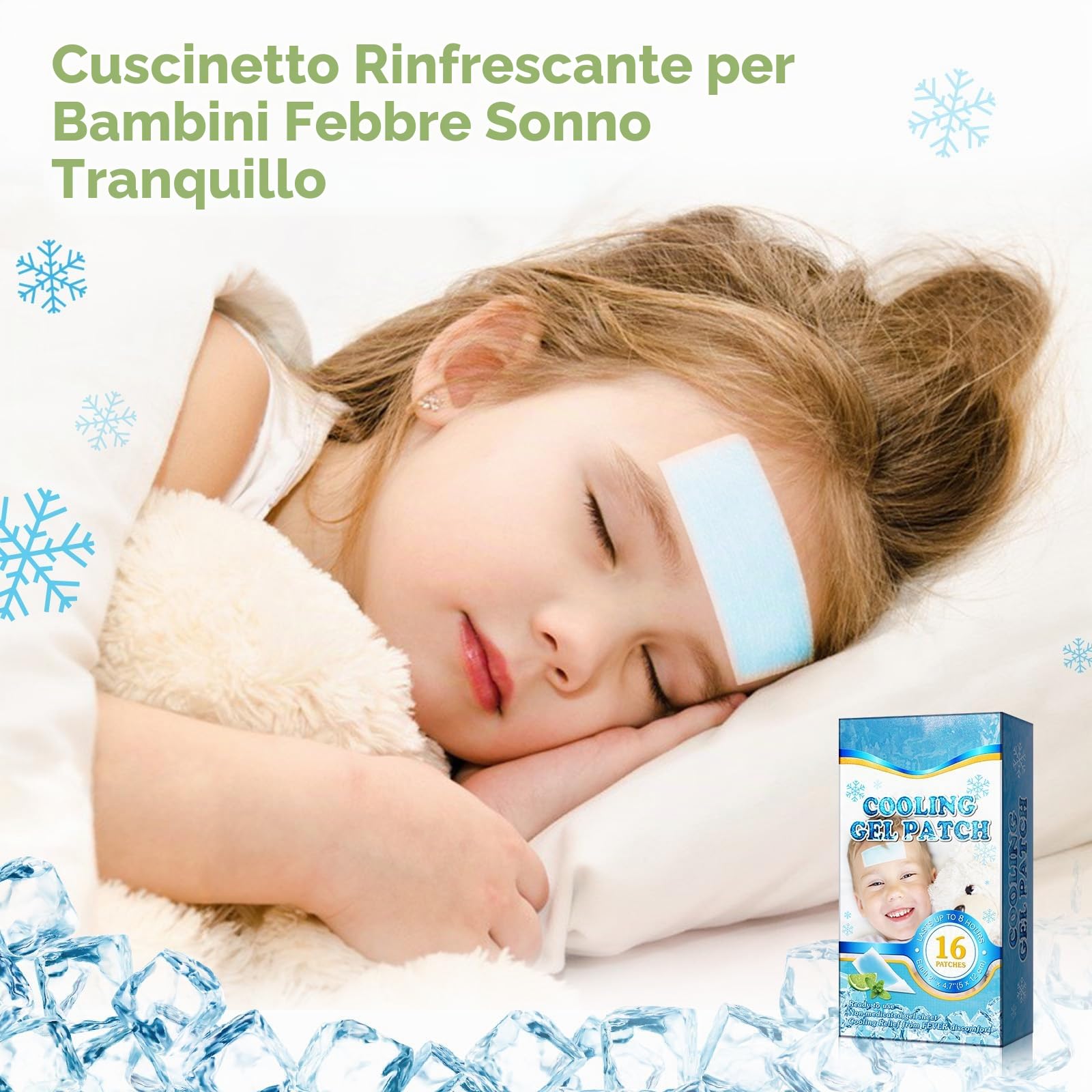 16 Fogli Di Toppa Rinfrescante Per Bambini E Adulti In Silicone Per Febbre, Emicrania E Calore Estivo, Blu