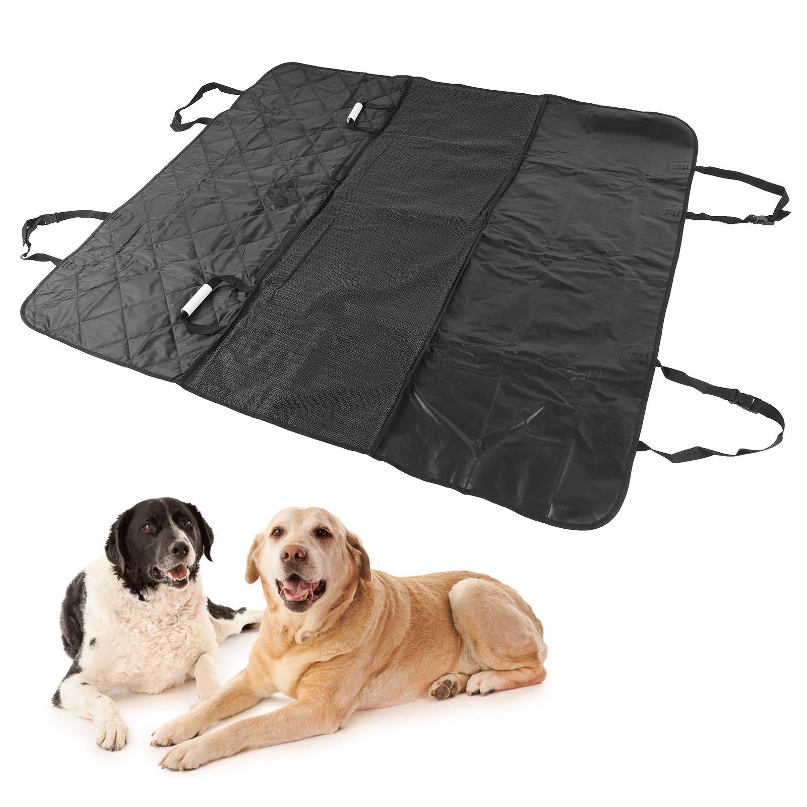 Haustier-Automatte, Hunde-Fracht-SUV-Auskleidung, robuster Haustier-Autositzbezug, Hundehängematte, Reisen, Camping, Oxford-Stoff, schwarz, 137 x 147 cm