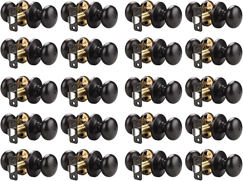 Miniatura 10 de KNOBWELL - Pomo de acero macizo con diseño de bola antigua y cerrojo de seguridad interior para puerta de bodega, dormitorio y baño, 5766