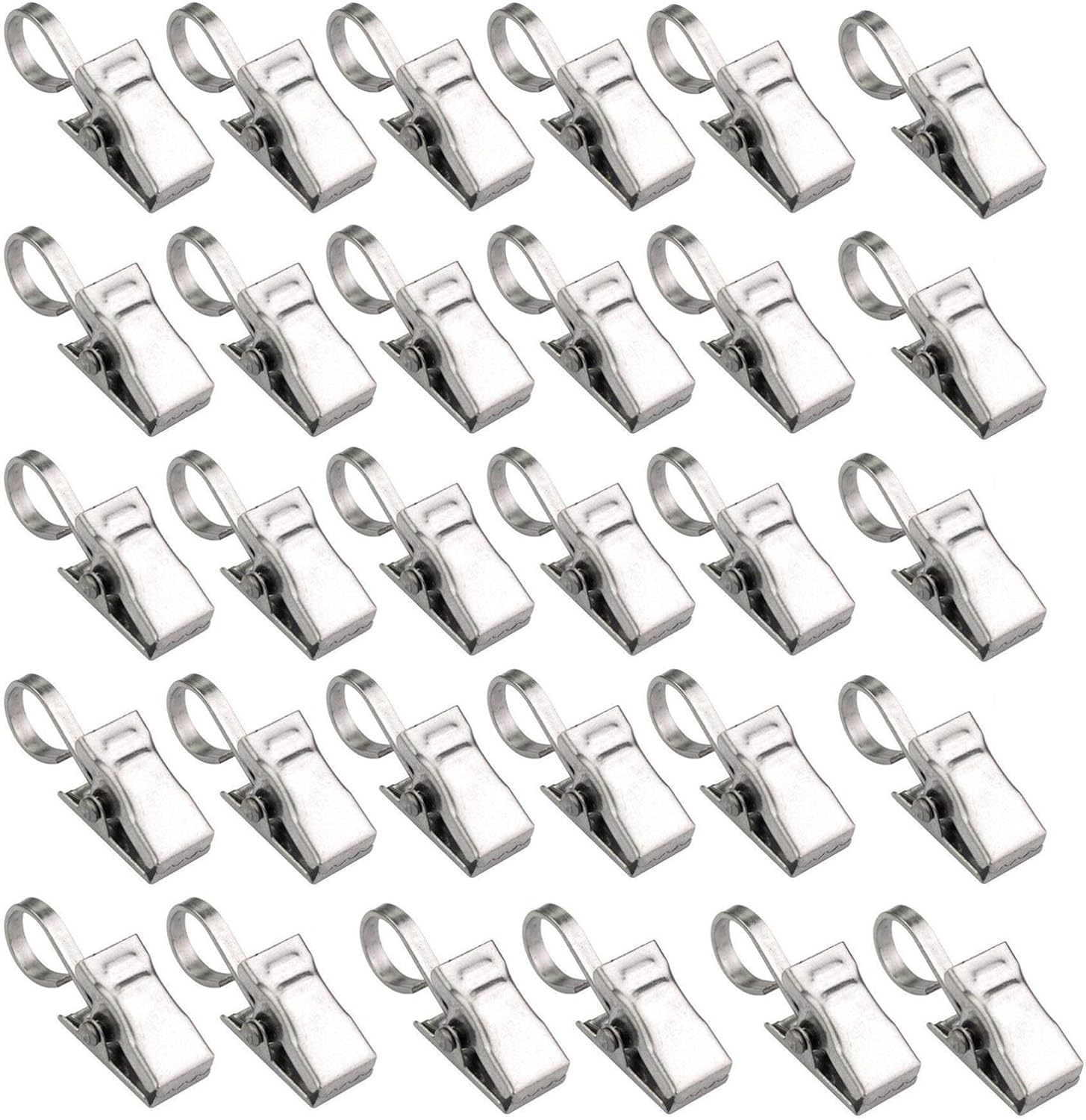 LERTREE 30PCS Heavy Duty Stainless Steel Metal Clips w/Hook for Curtain