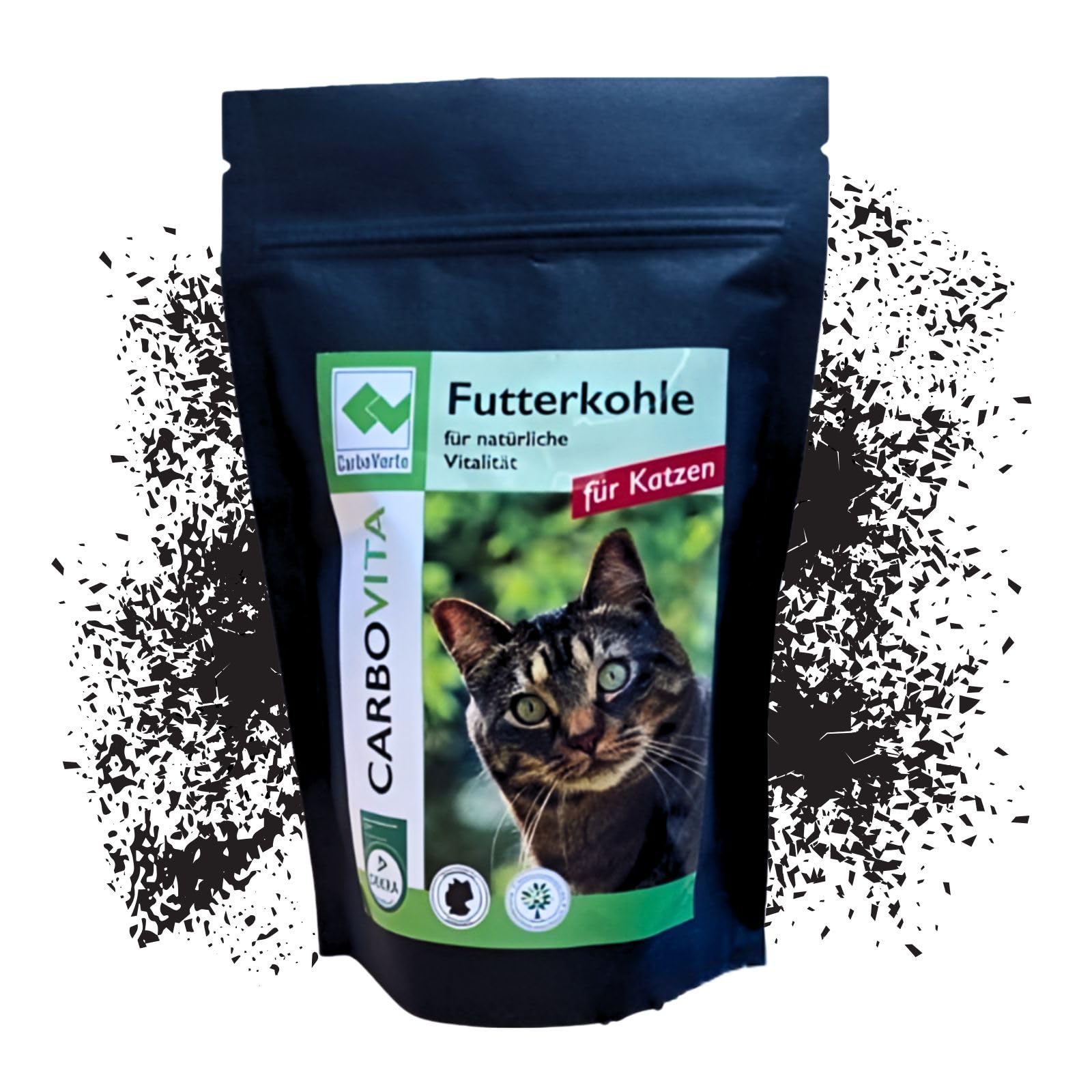 CarboVerte Katzen Futterkohle 200 g – Natürliche Hilfe bei Durchfall & sensibler Verdauung, entgiftet den Magen-Darm-Trakt, neutral im Geschmack & gut verträglich