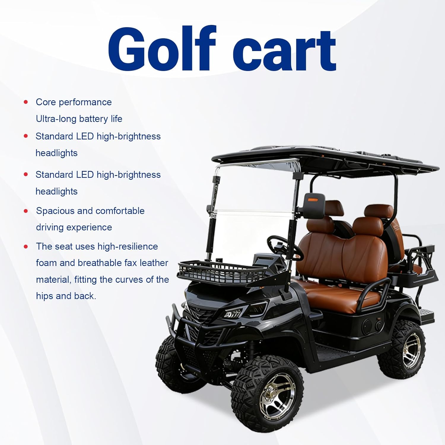 45-Mile Long Range 60V Electric Golf Cart - 4 Seater with 800 lbs Capacity, Heavy Duty for Recreational, Agricultural & Commercial Applications