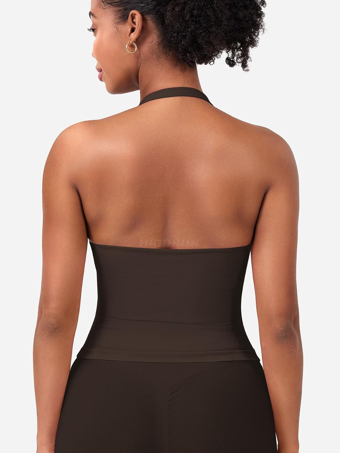 HIGORUN Women Halter Impact Tank Tops with Built in Bras Longline Crop Top