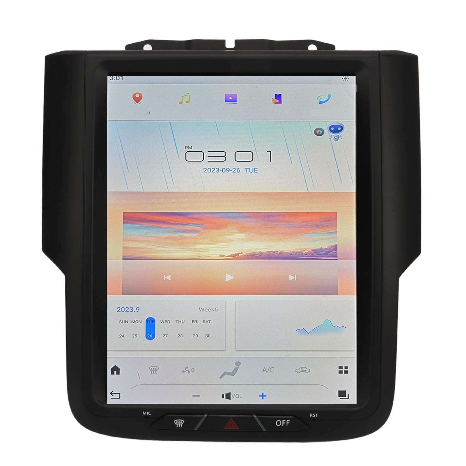 Yctze 10,5-calowy Samochodowy Zestaw Stereo z nawigacją, Obsługa 8+128G 11 dla 1500 2500 3500 z technologią Modern (Kompatybilny z oryginalną automatyczną)