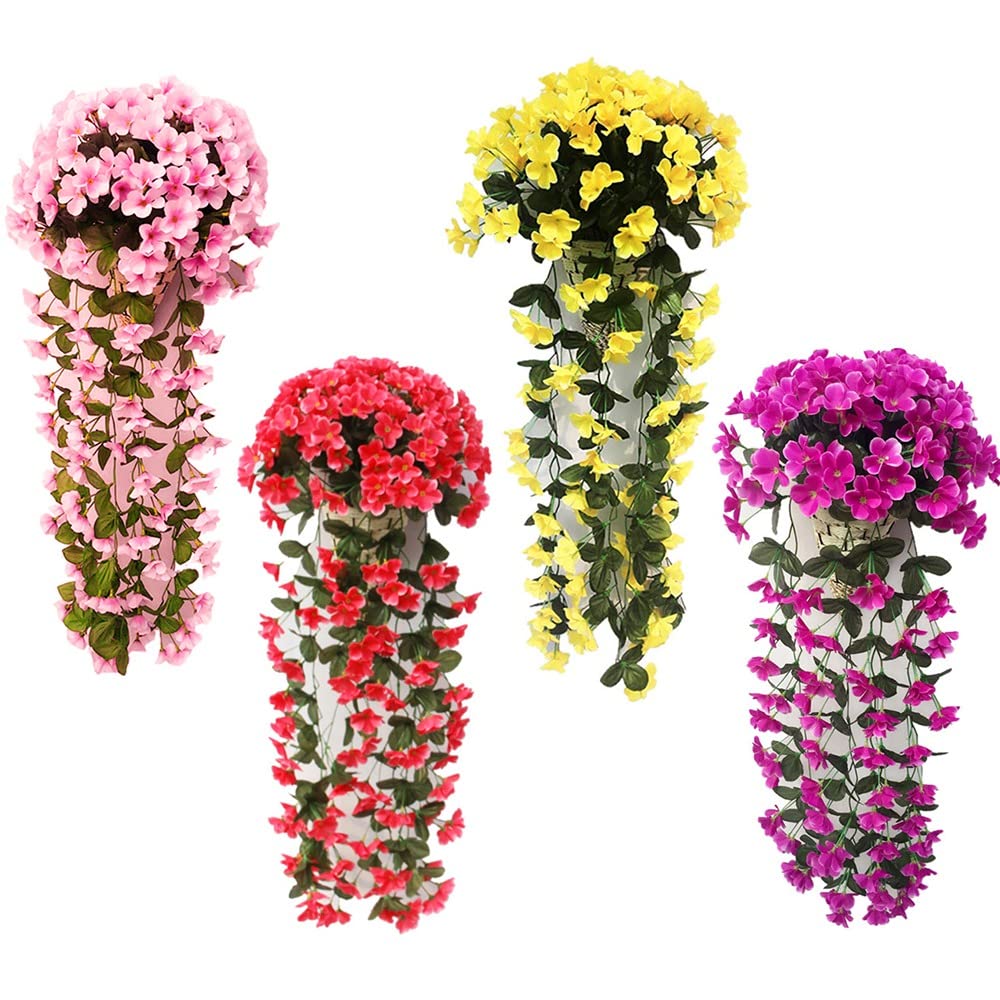 Souarts Artificial Wisteria Basket Artificial Vine Flowers for Hanging Basket Fake Hanging Flowers Simulation Flowers Vine Wedding Bouquet Home Decoration