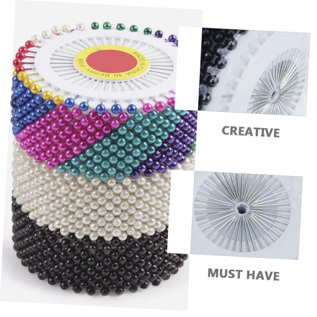 ERINGOGO 1440pcs Pearl Head Pins Chic Locating Straight Pins for DIY Sewing Quilting