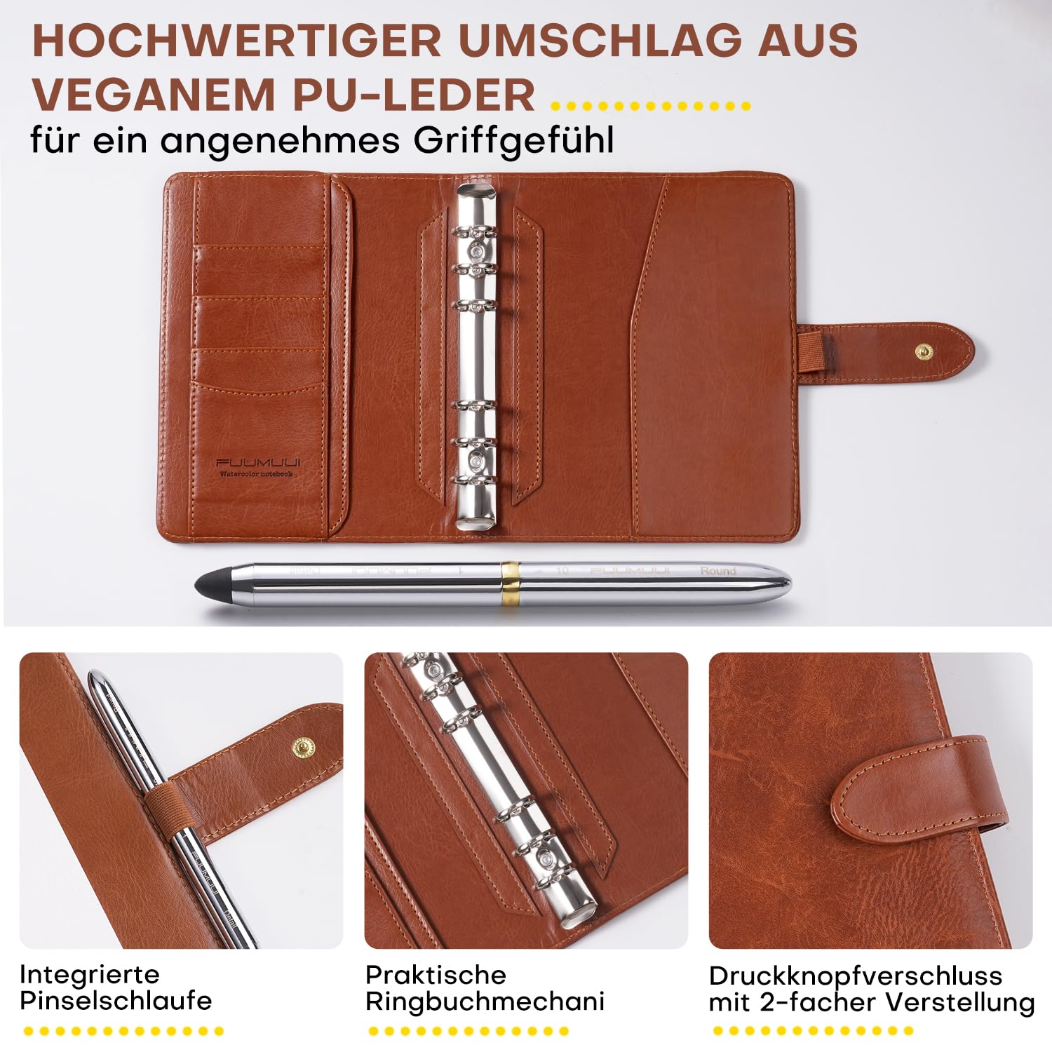 Reise Aquarellfarben Skizzenbuch Set - 36 Premium Wasserfarbenset mit Doppelspitze Reisepinsel und 100% Baumwollepapier, PU-Ledereinband | Perfektes für Künstler, Hobbymaler und Malerei-Liebhaber