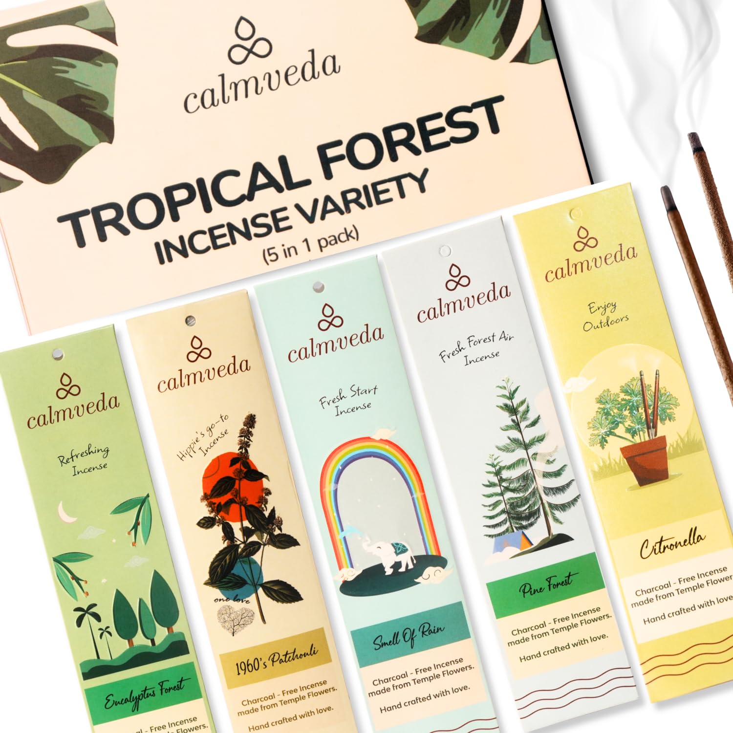 Set of 5 Natural Incense Sticks - Tropical Forest