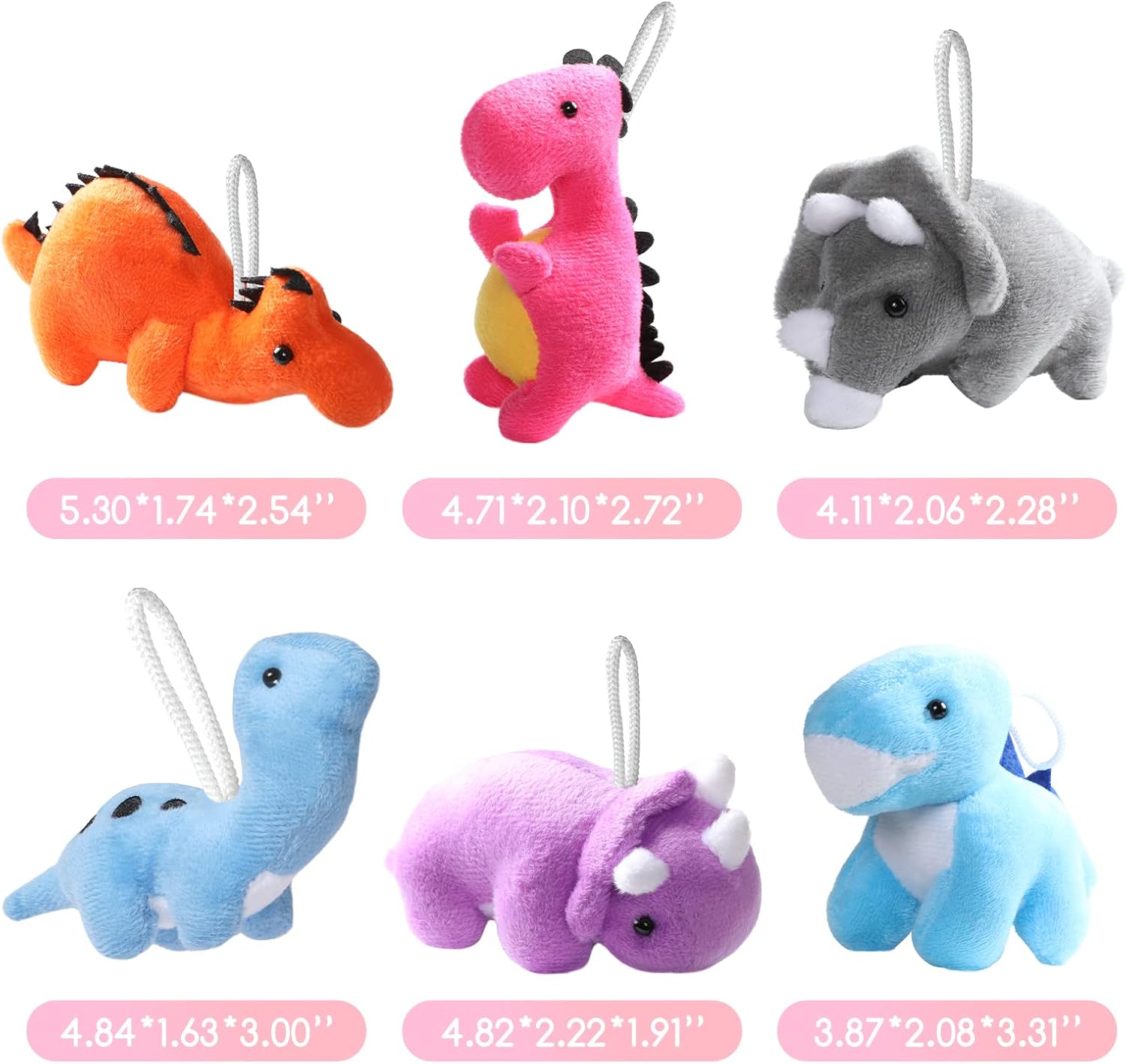 20 Pack Dinosaur Plush Stuffed Set, Mini Animal Cute Dinosaur Figures, Soft Keychain Toy for Kids Toddler Goodie Bag Filler, Doll Machine, Treasure Carnival Prizes Birthday Party Favors Gifts
